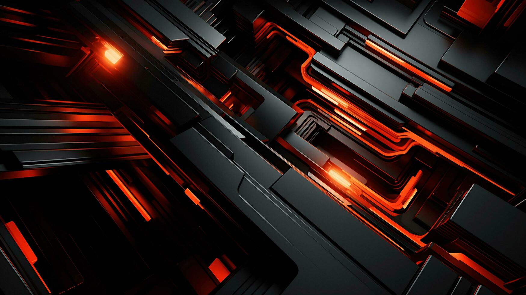 Black orange red 3d abstract wallpaper AI Generative photo