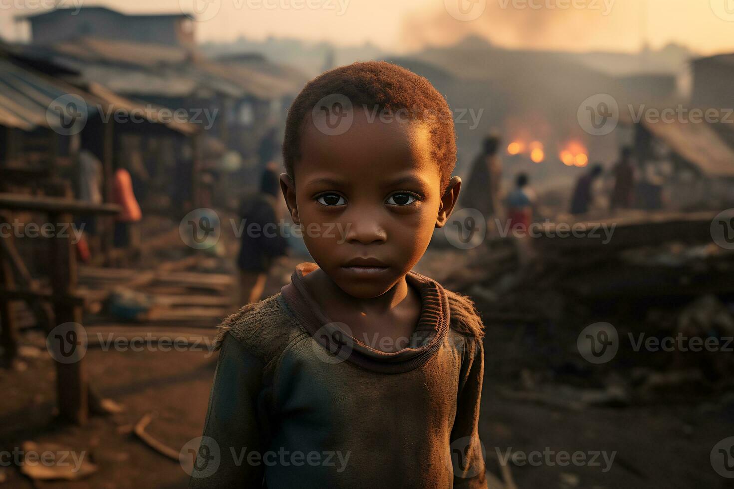 AI Generative Images of a child depicting social inequality in society photo