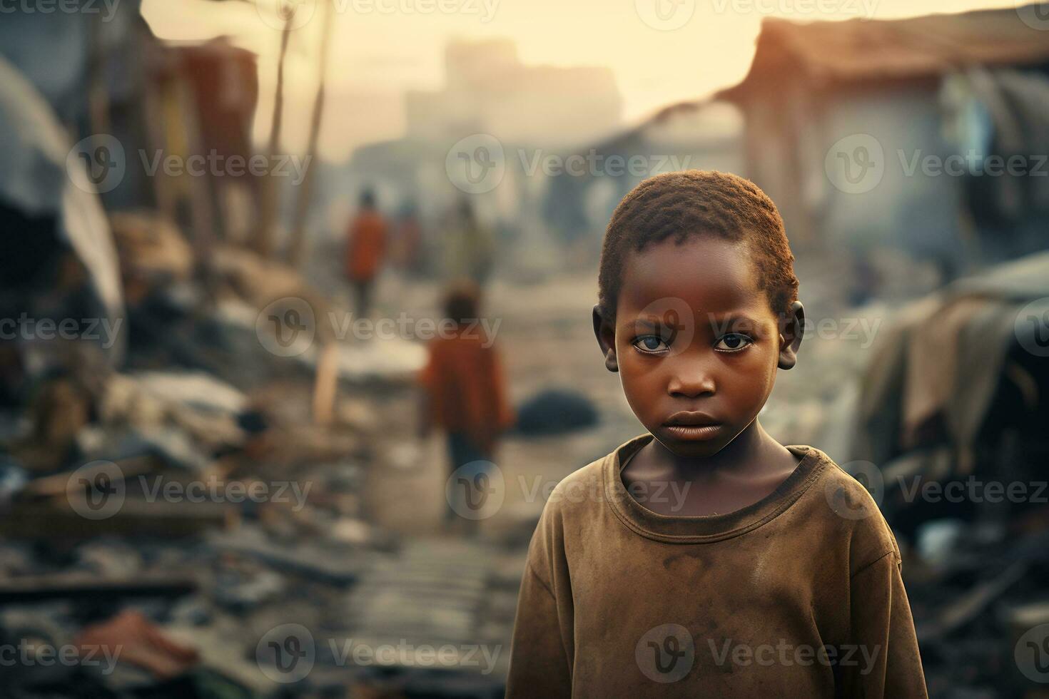 AI Generative Images of a child depicting social inequality in society photo