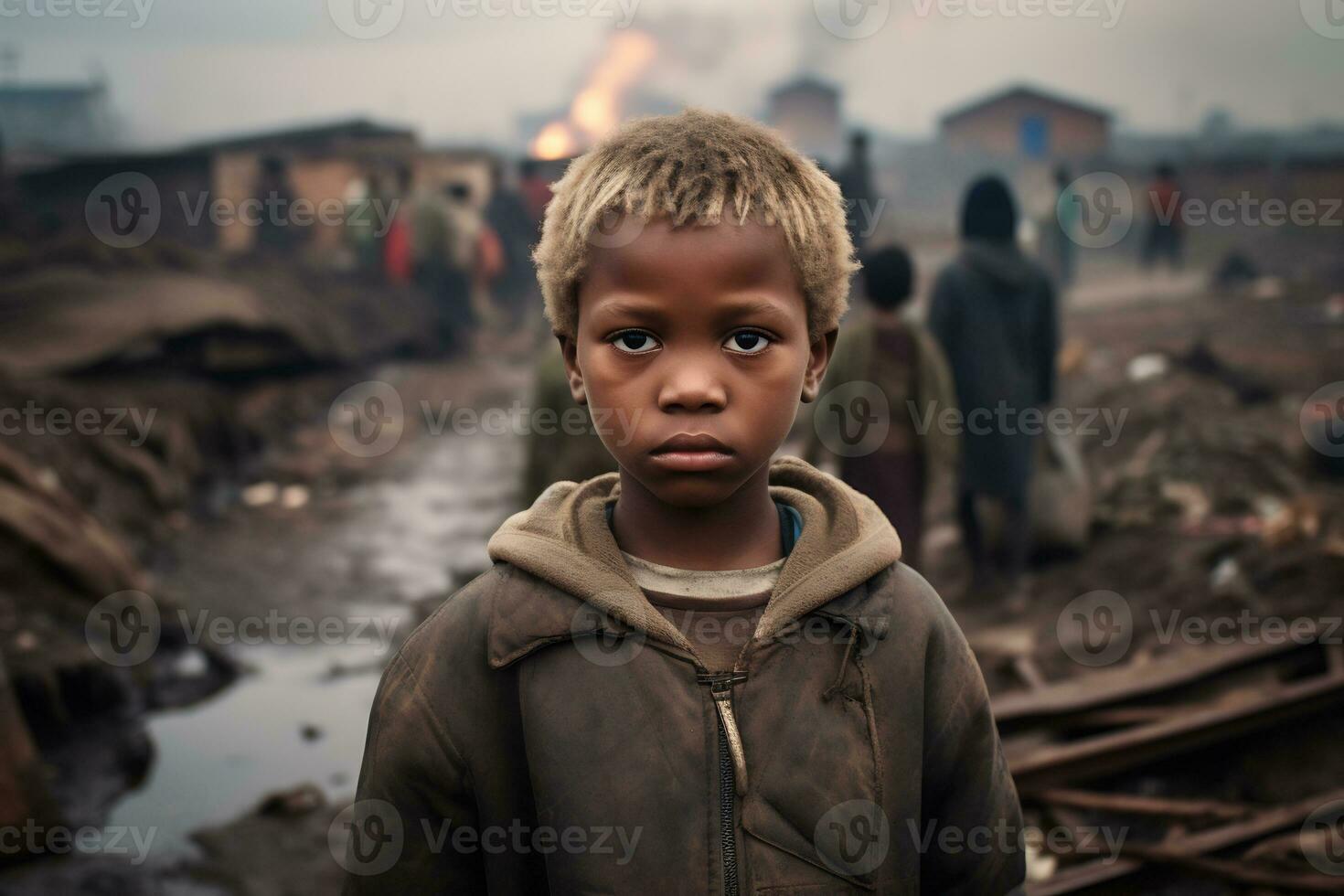 AI Generative Images of a child depicting social inequality in society photo