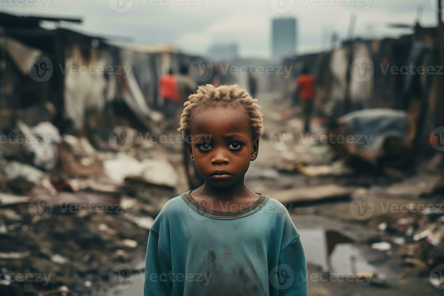 AI Generative Images of a child depicting social inequality in society photo