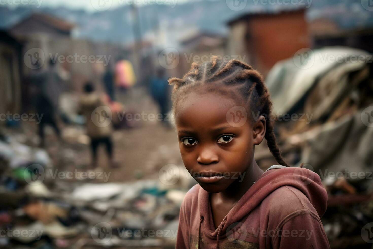 AI Generative Images of a child depicting social inequality in society photo