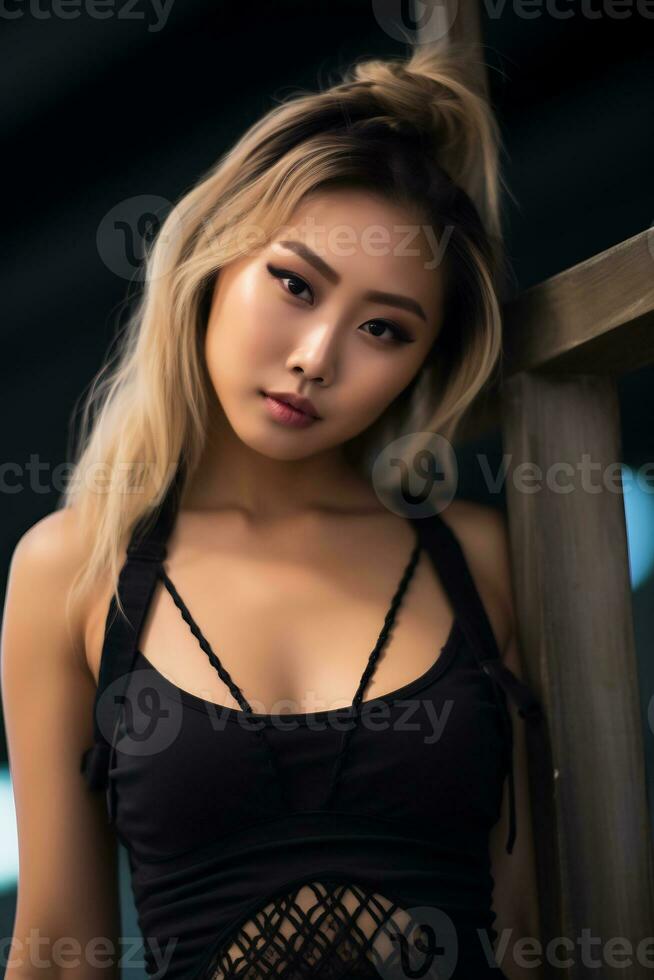 Beautiful asian young women delicated face AI Generative photo