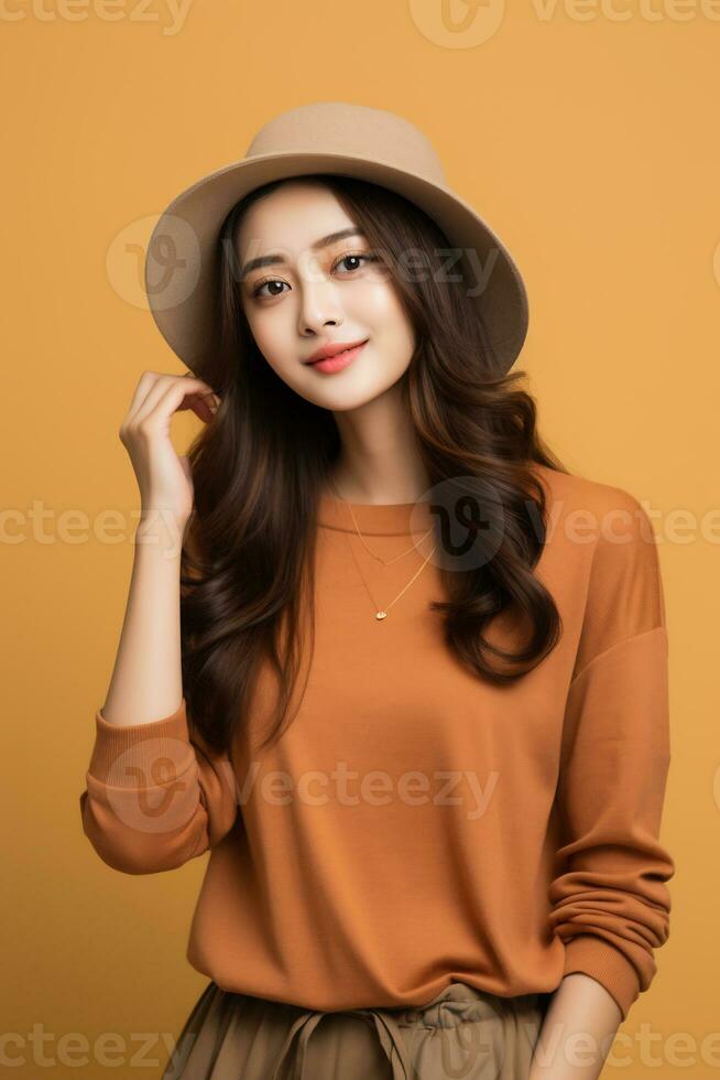 portrait of cute charm young asian wear casual outfit AI Generative photo