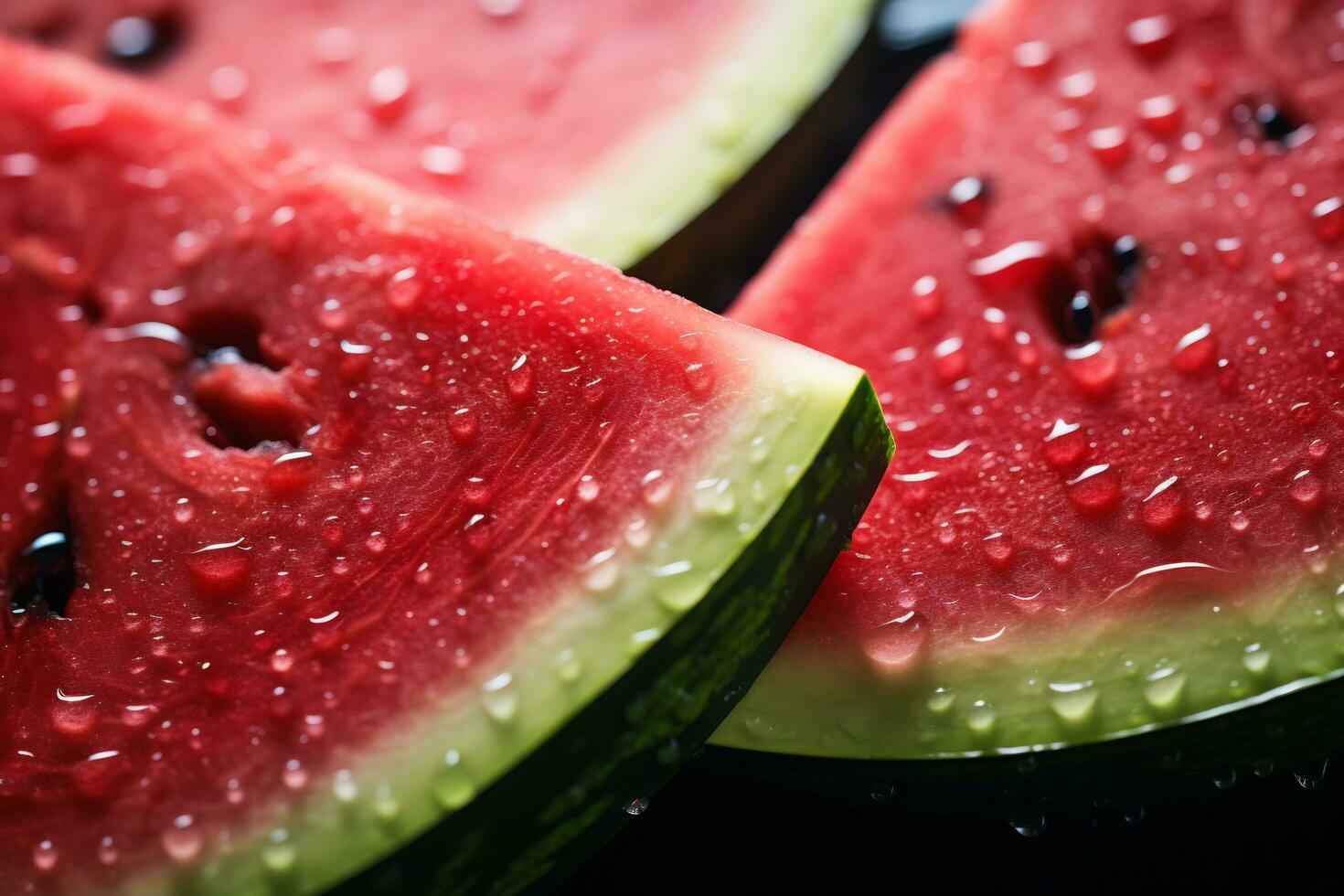 AI Generative image of juicy slice watermelon with water droplet photo