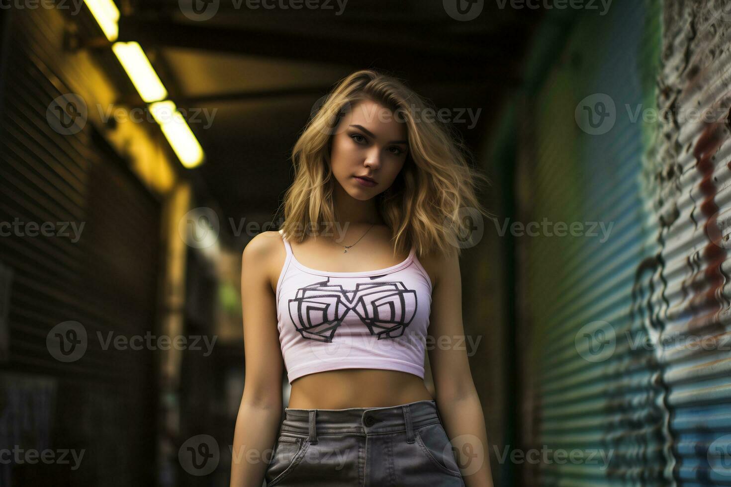 Beautiful young woman on casual outfit AI Generative photo