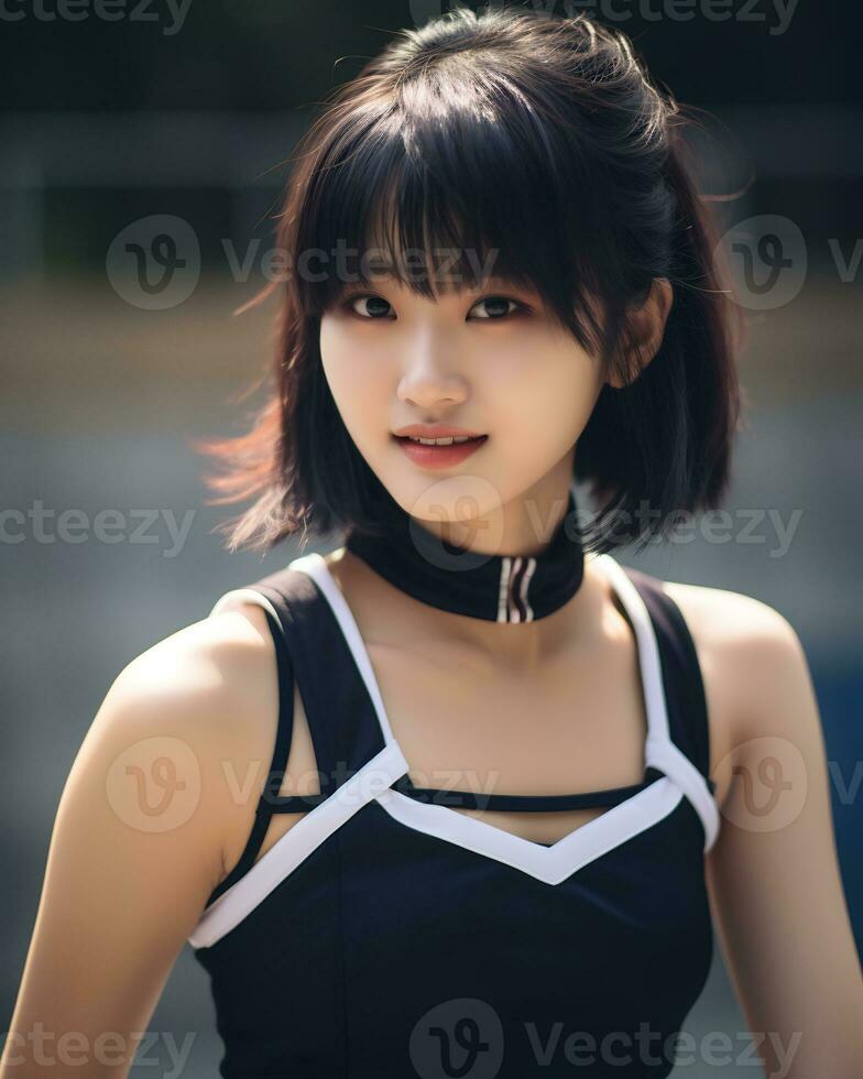 beautiful cheerleader with Attractive Smile AI Generative photo