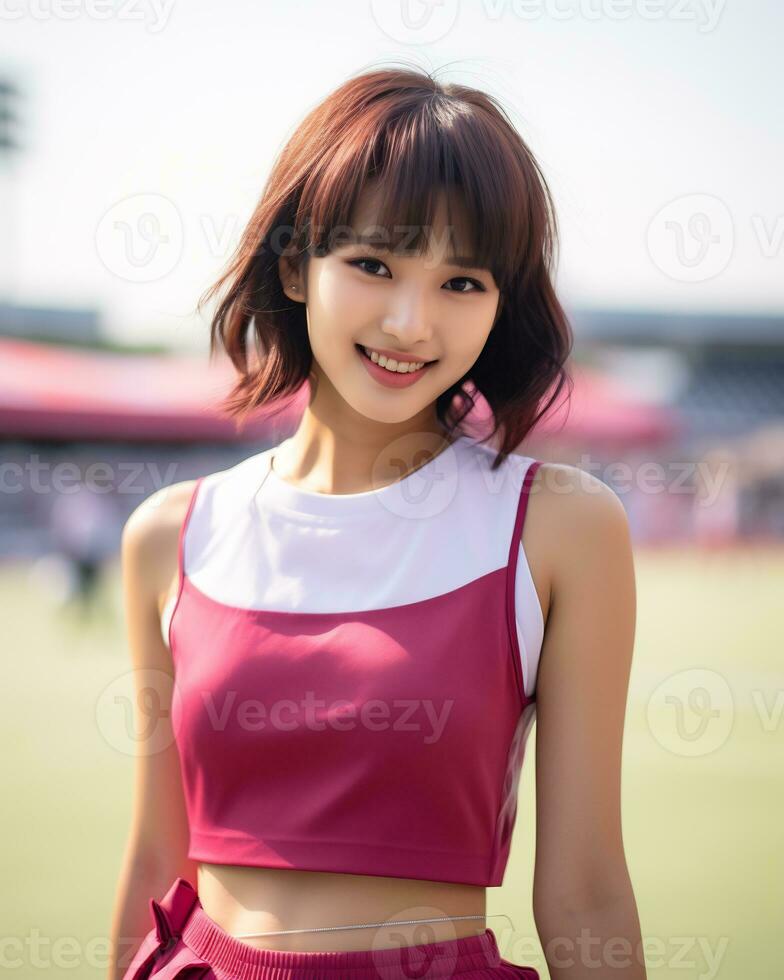 beautiful cheerleader with Attractive Smile AI Generative photo