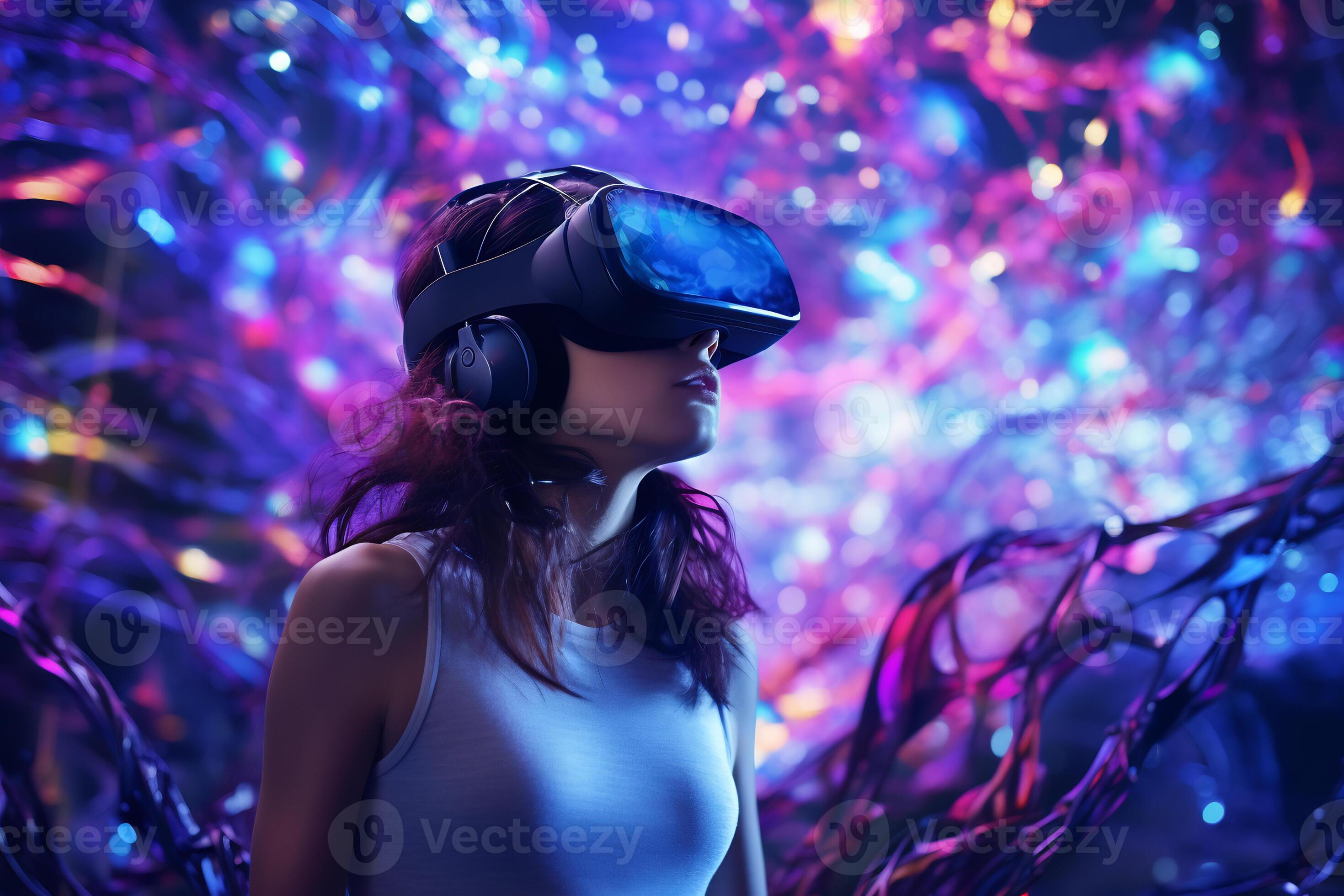 Person Wearing a Futuristic VR Glasses AI Generative 31585833 Stock