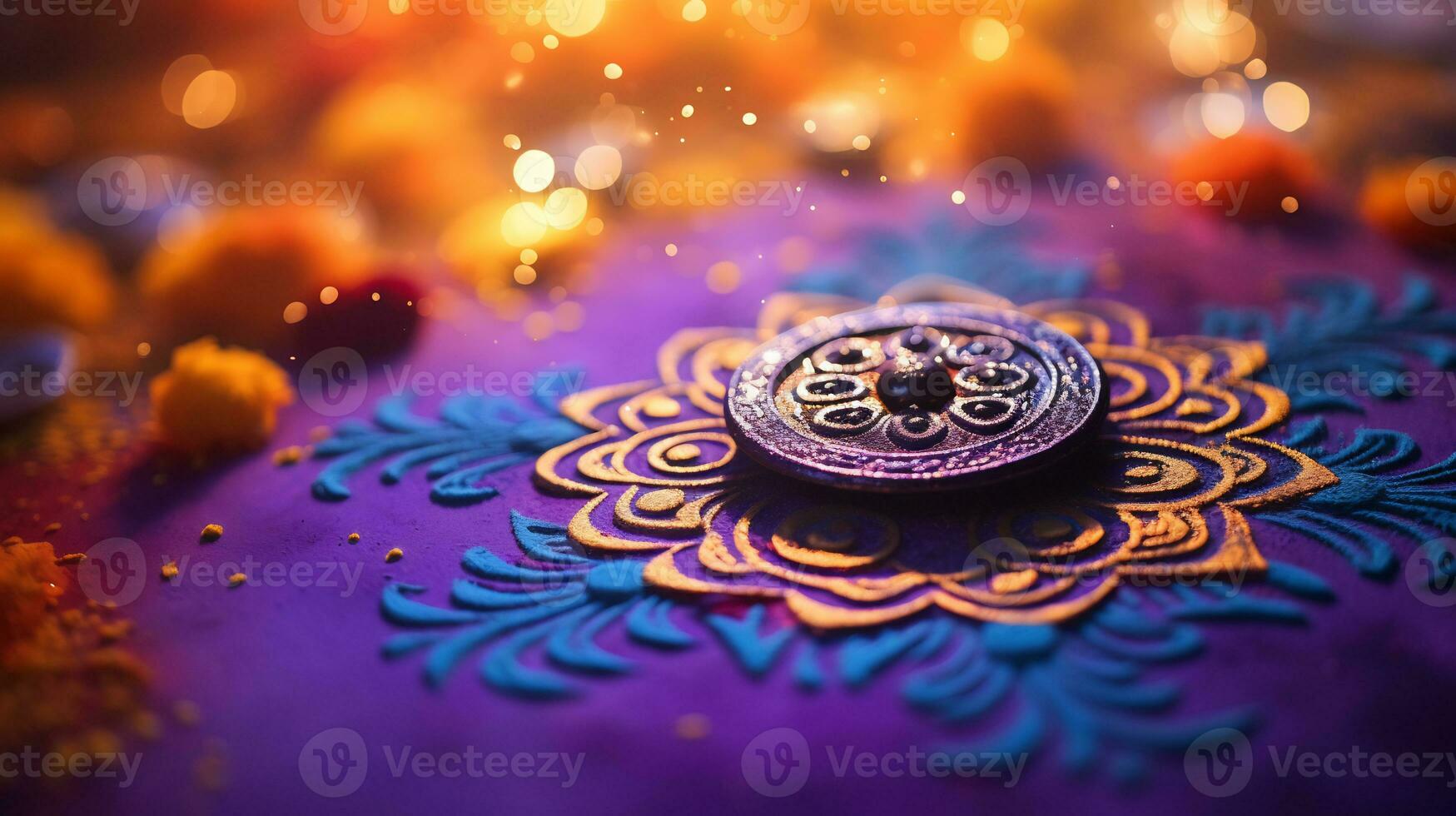 A Close up image of intricate rangoli pattern AI Generative photo