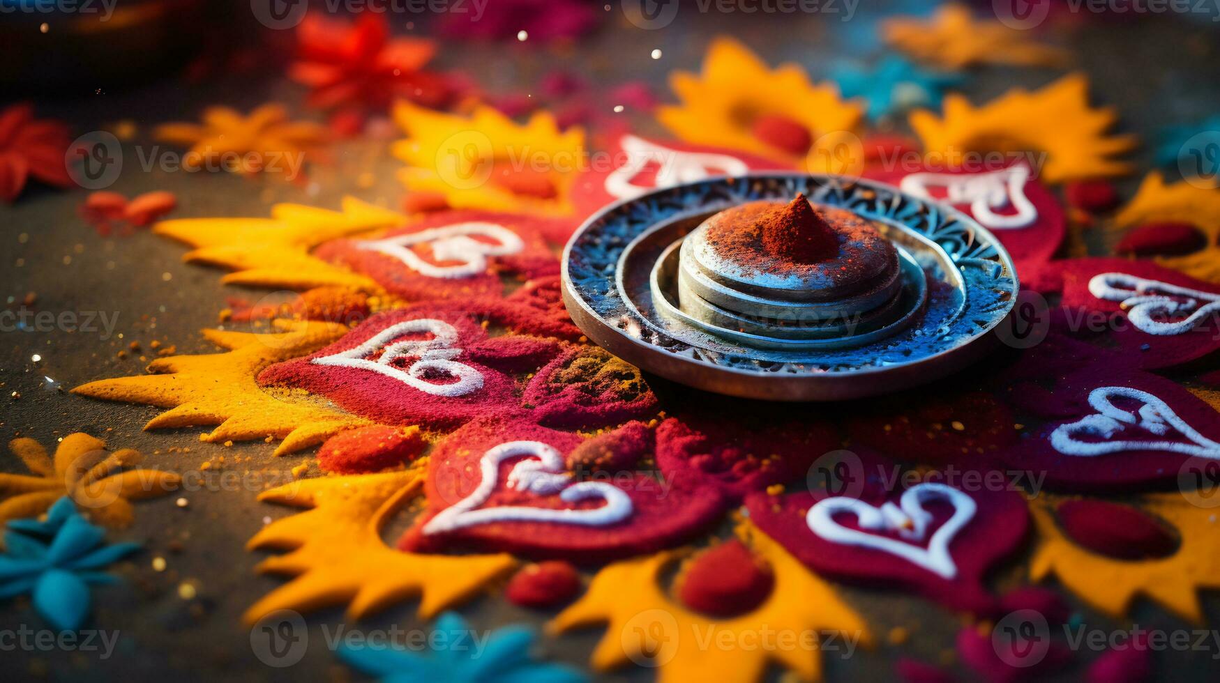 A Close up image of intricate rangoli pattern AI Generative photo