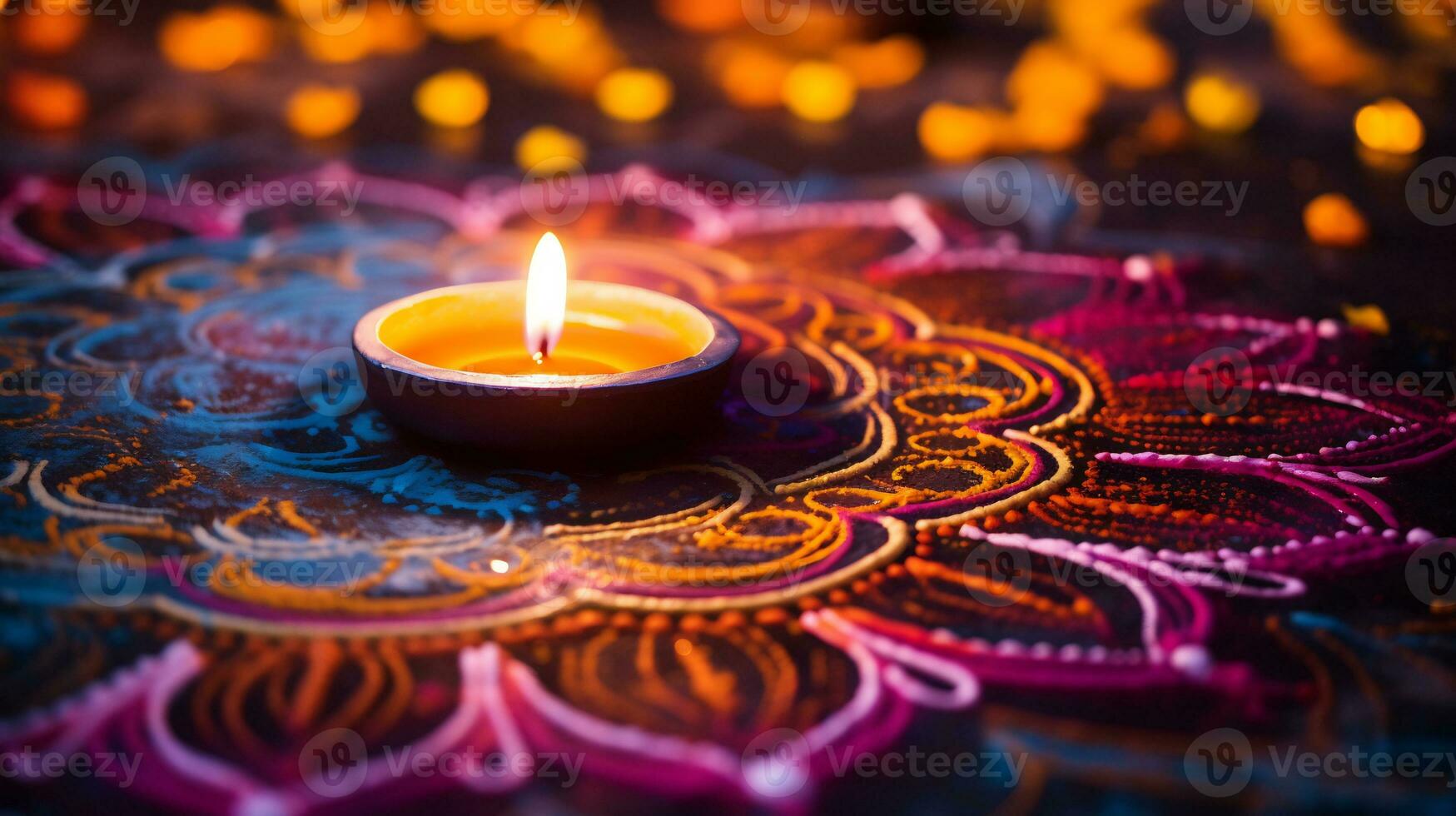 A Close up image of intricate rangoli pattern AI Generative photo
