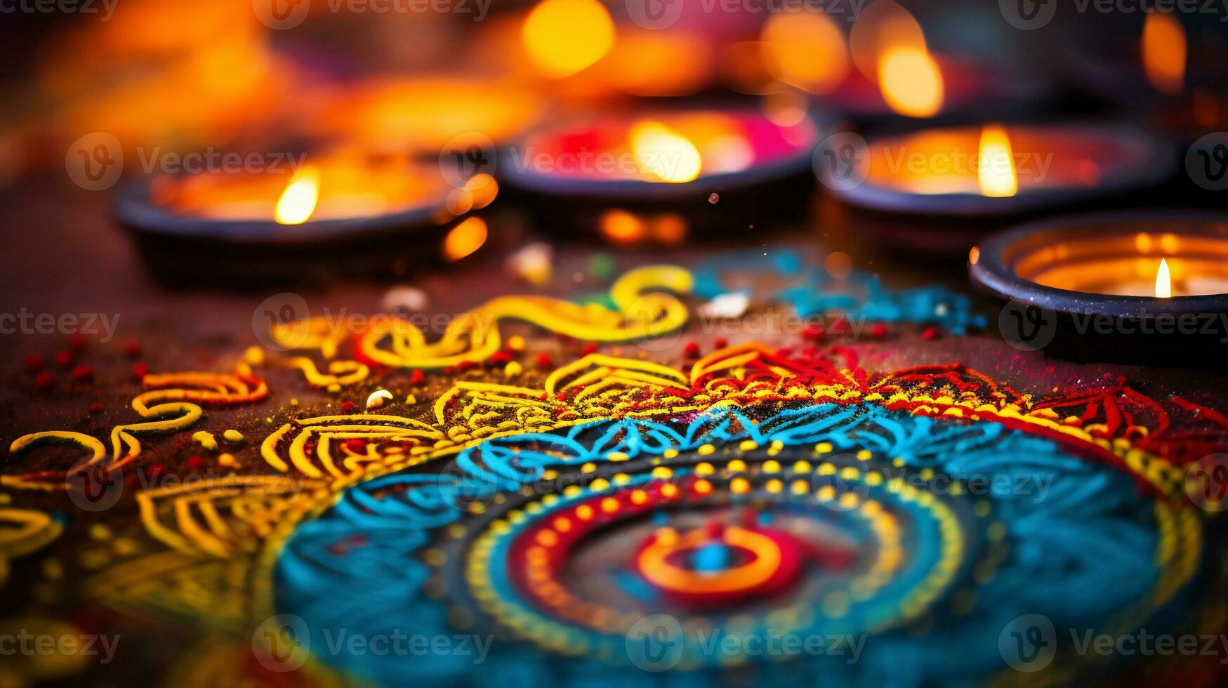 A Close up image of intricate rangoli pattern AI Generative photo