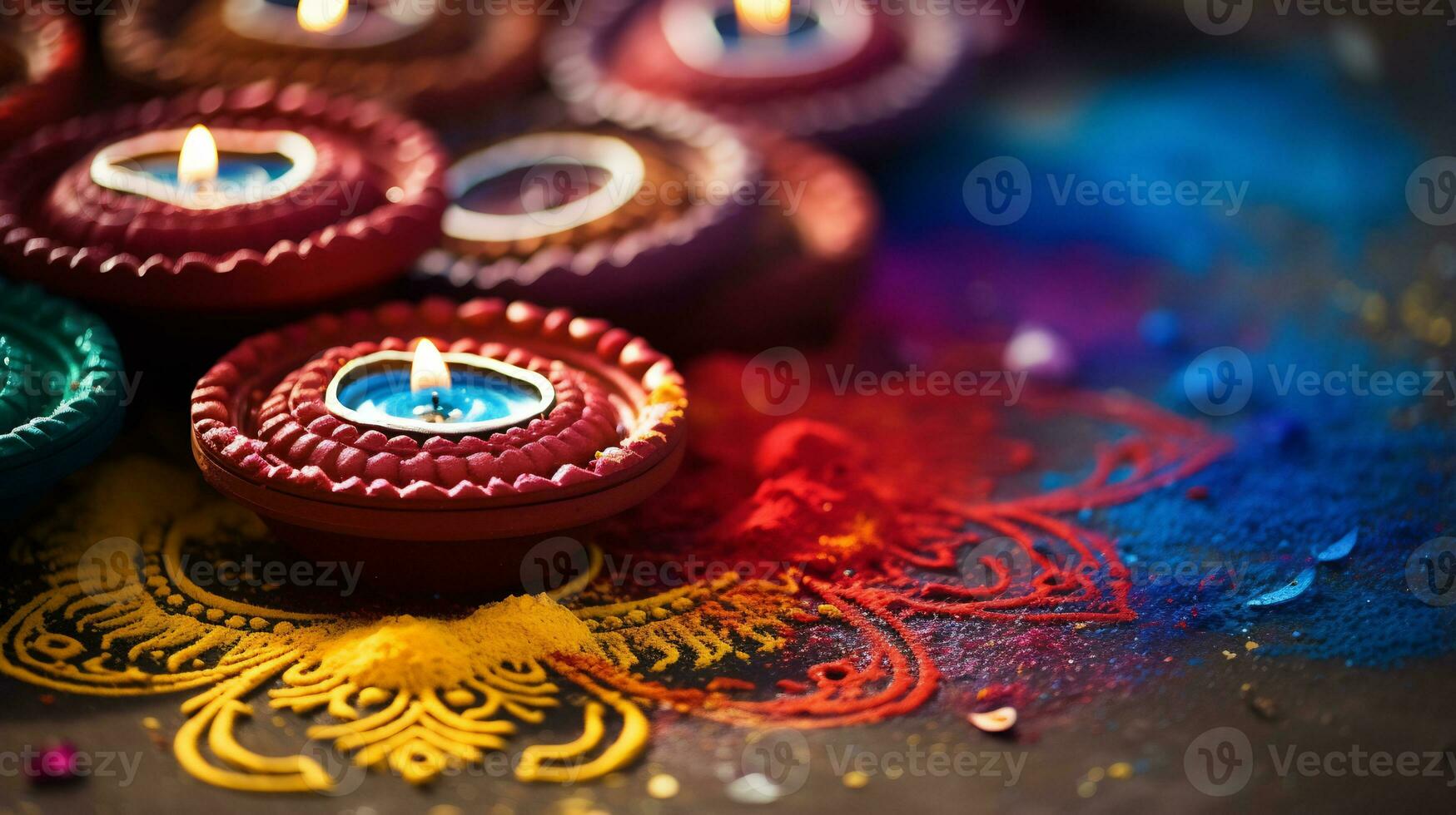 A Close up image of intricate rangoli pattern AI Generative photo