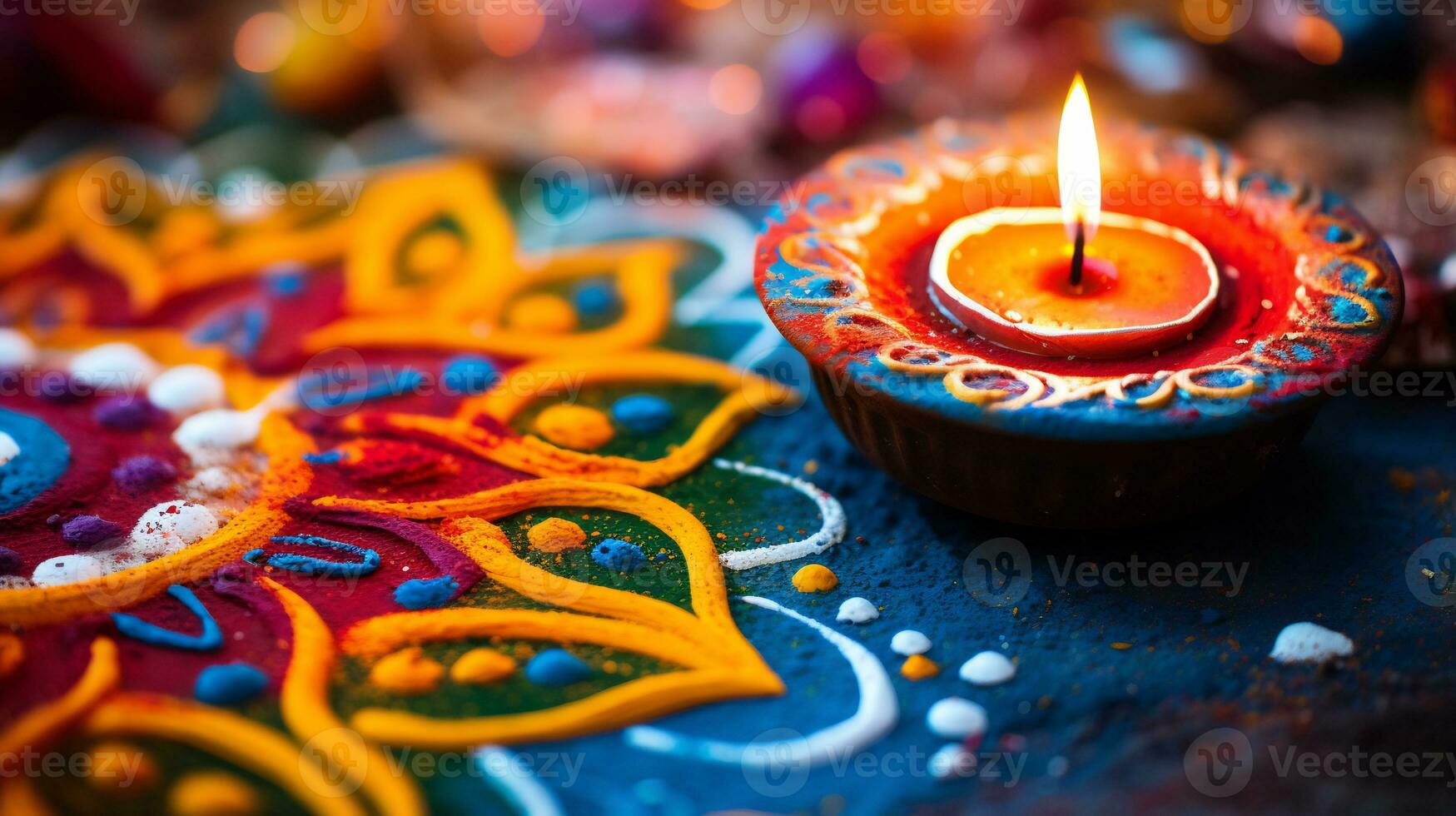 A Close up image of intricate rangoli pattern AI Generative photo