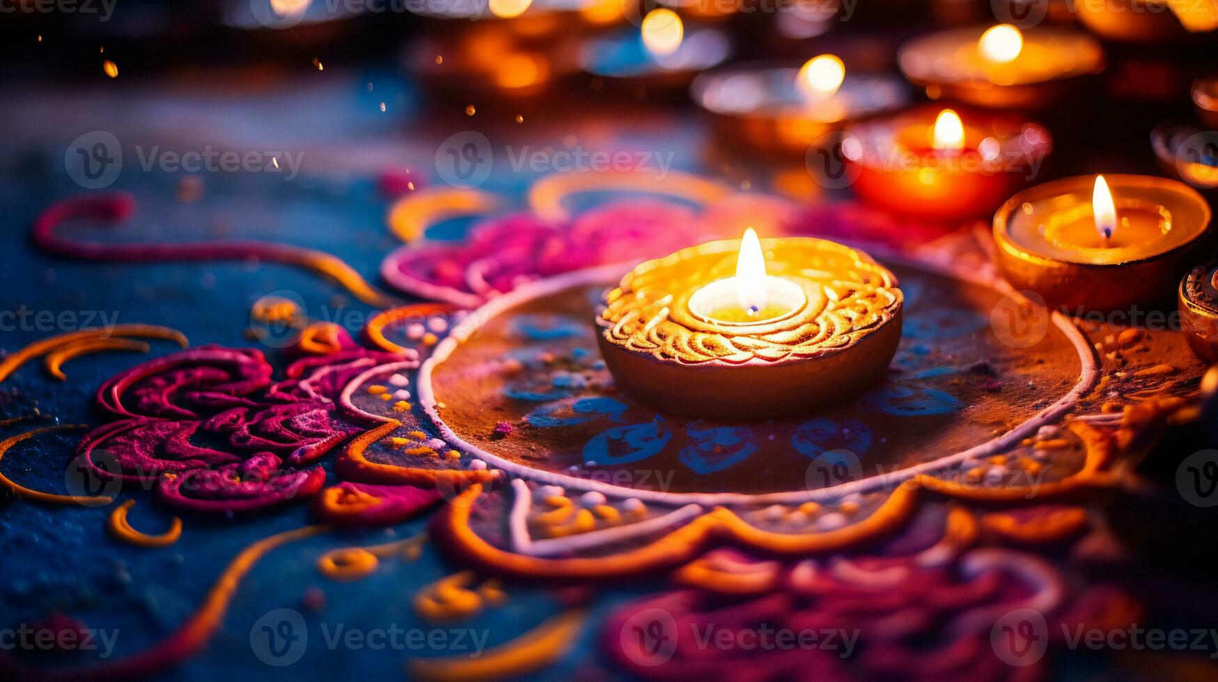 A Close up image of intricate rangoli pattern AI Generative photo