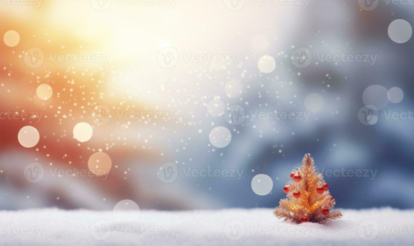 snow on in snow light and Christmas tree leaf background AI Generated photo