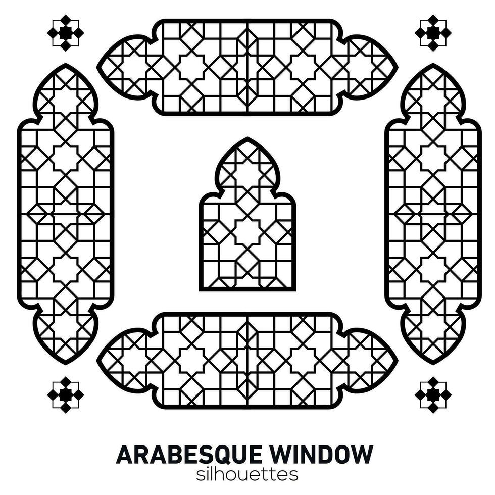 arabesco ventana siluetas vector símbolo tradicional islámico arcos Arábica tradicional arquitectura. Ramadán kareem diseño elemento. geométrico ornamento Arábica modelo.