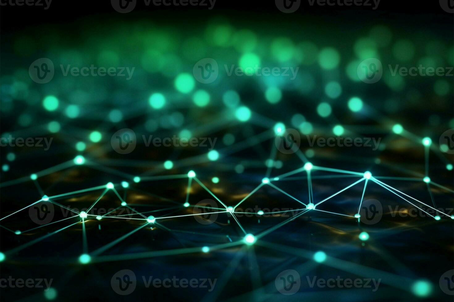 Cyan and chartreuse lines converge, crafting a futuristic network art AI Generated photo