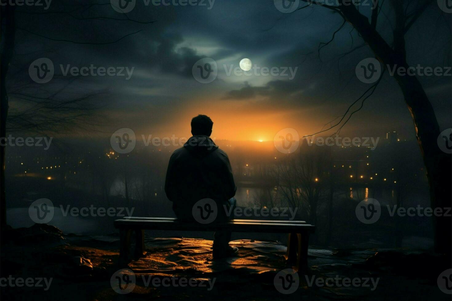 Many men experience the widespread phenomenon of loneliness in society AI Generated photo