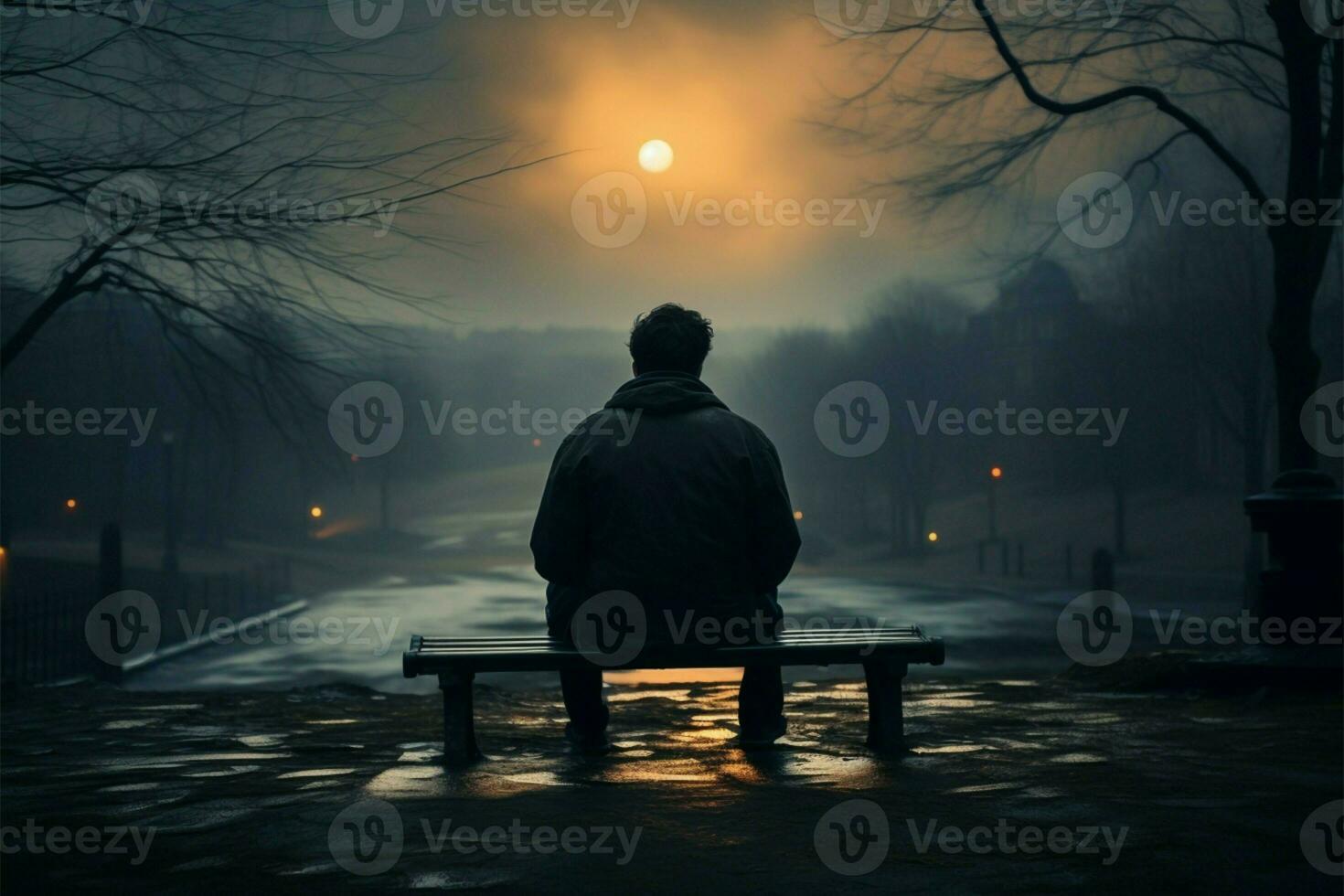 Many men experience the widespread phenomenon of loneliness in society AI Generated photo