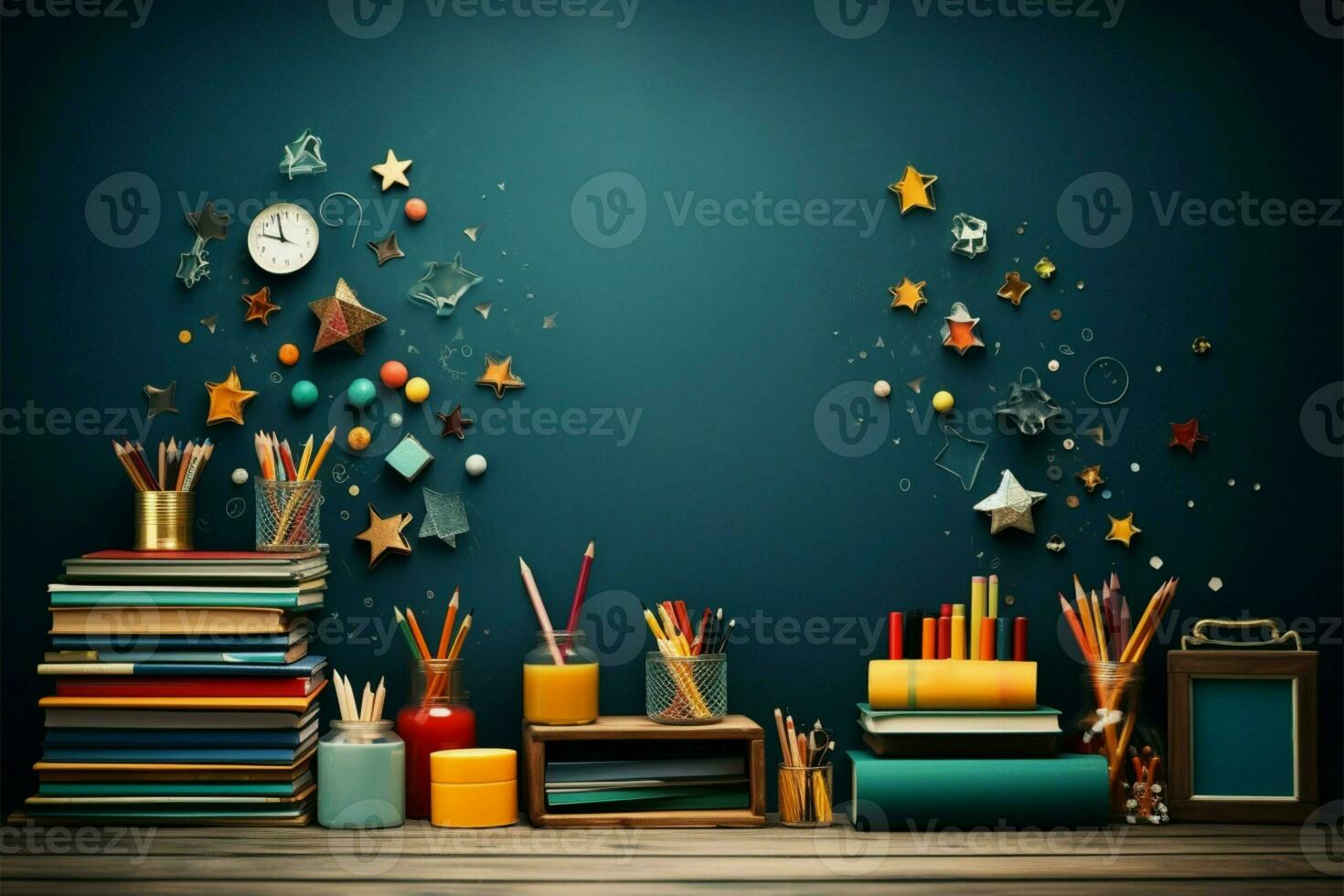 School themed composition highlights Welcome Back to School and supplies AI Generated photo