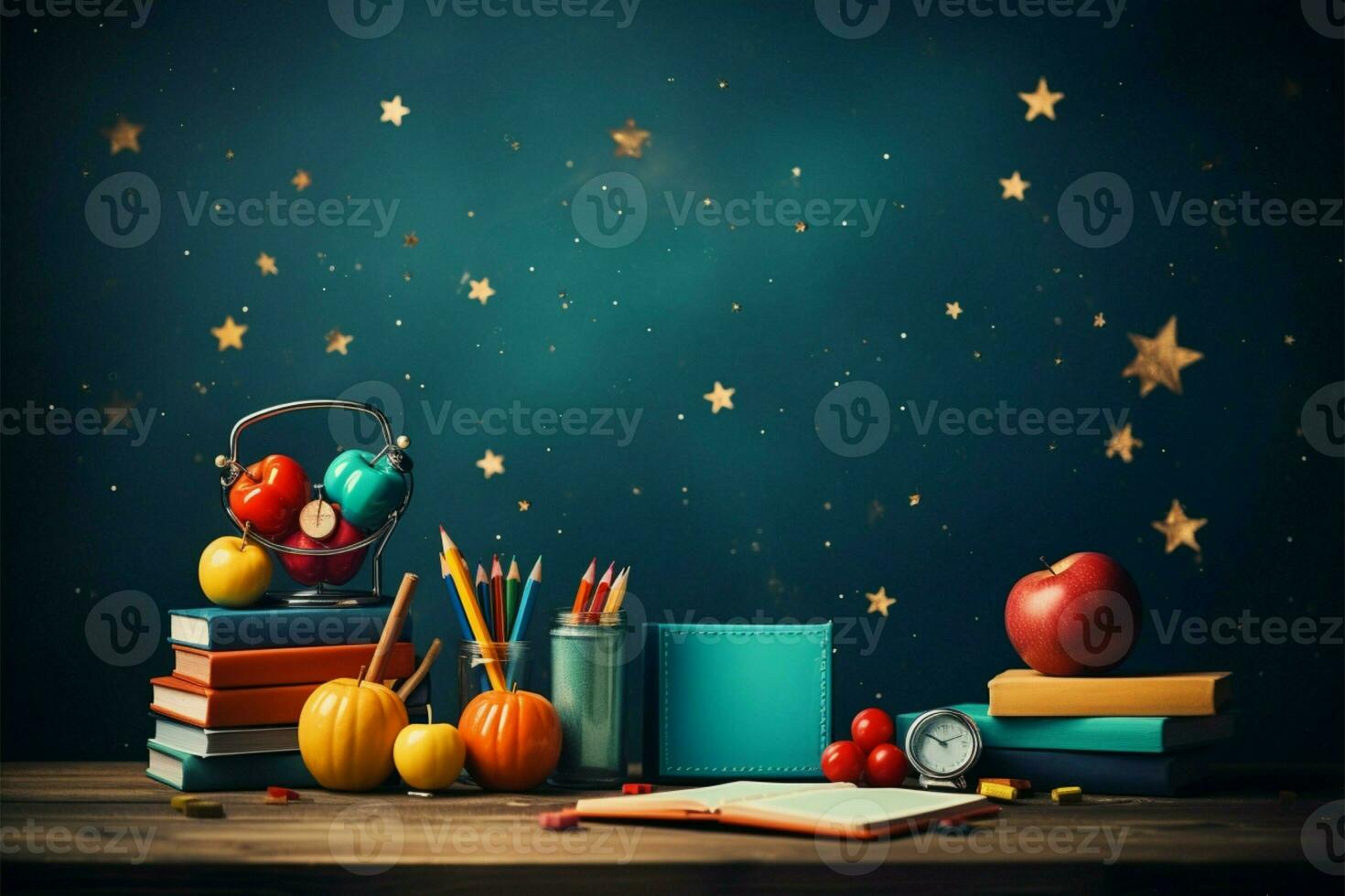 School themed composition highlights Welcome Back to School and supplies AI Generated photo