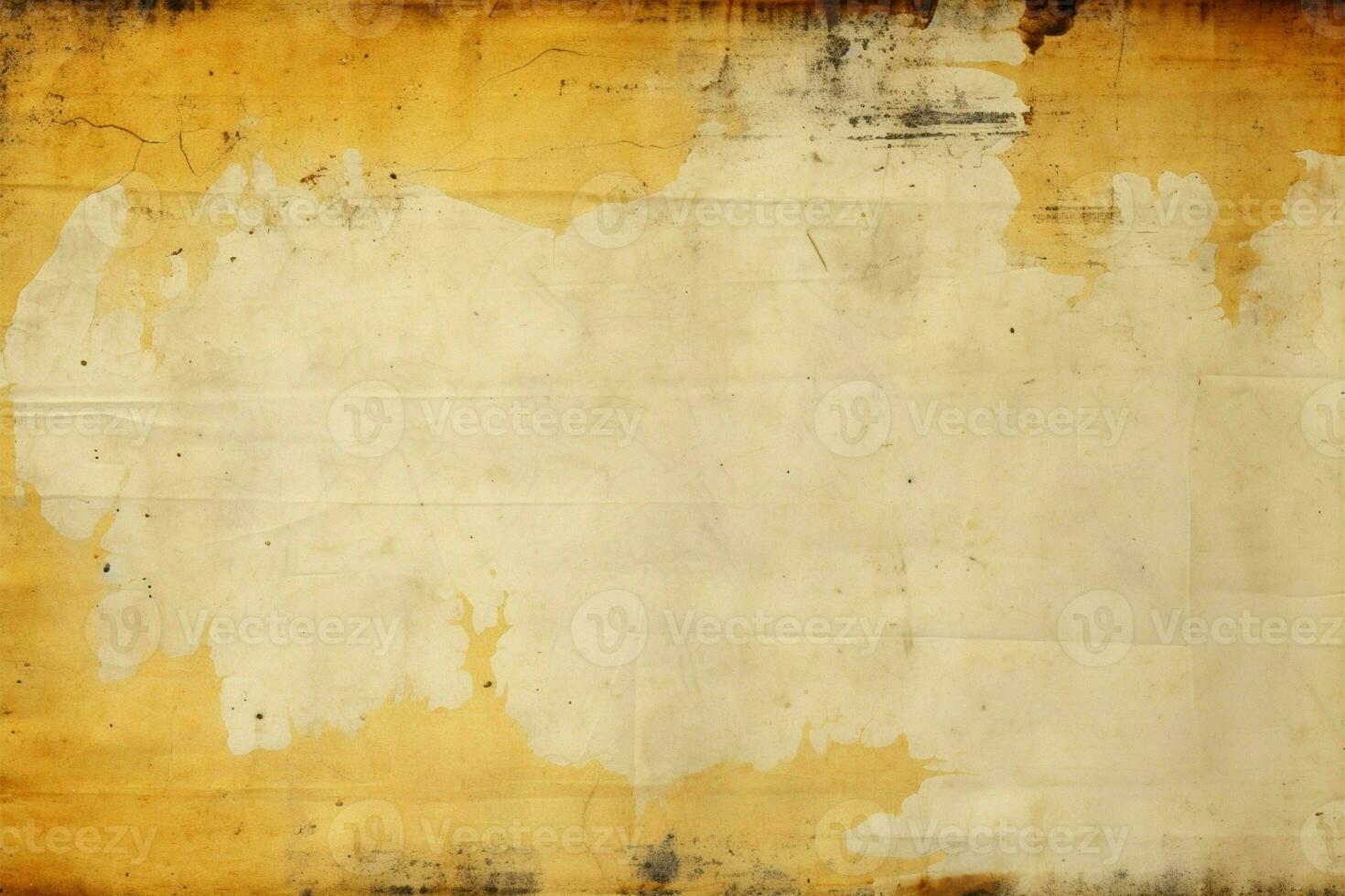 Weathered paper with a retro aura, showcasing white and yellow stains AI Generated photo
