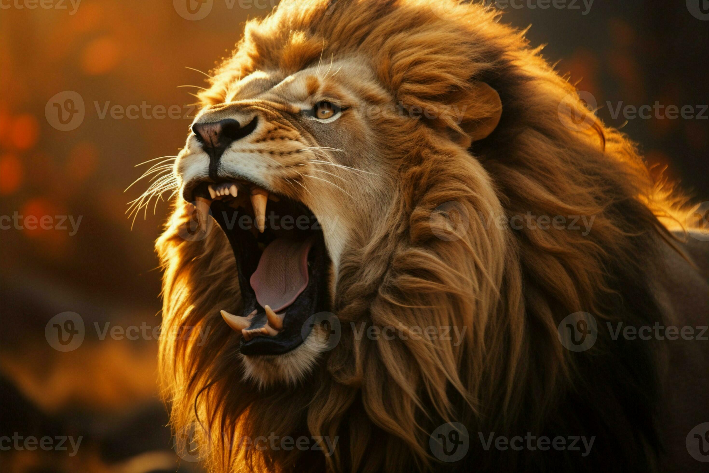 King of the jungle, a majestic lion roars with awe inspiring might AI  Generated 31586566 Stock Photo at Vecteezy