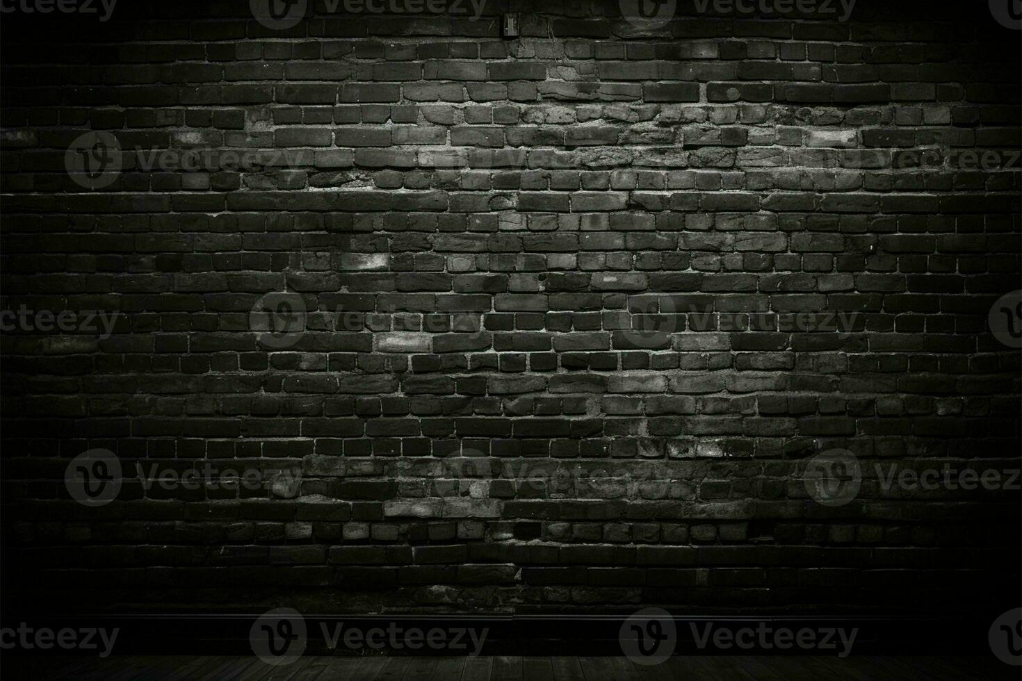 Vignette adds depth to black brick wall for a dramatic backdrop AI Generated photo