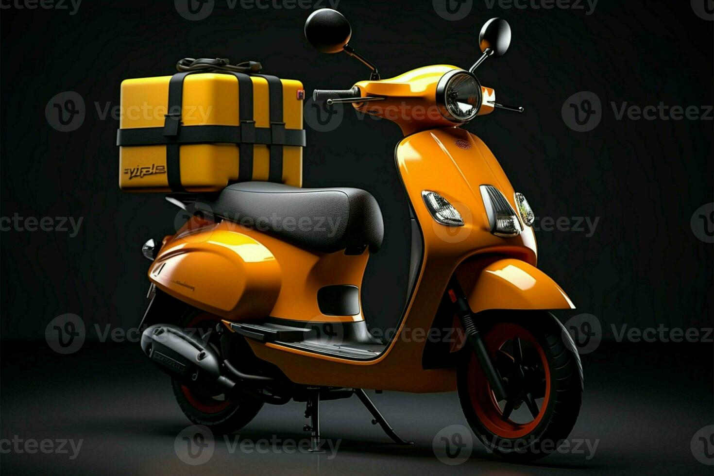 Scooter with a courier box, a contemporary solution for deliveries AI Generated photo