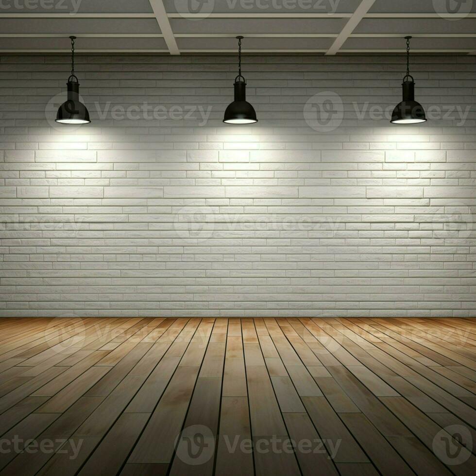 Illuminated white brick showroom, emphasizing its unique design AI Generated photo