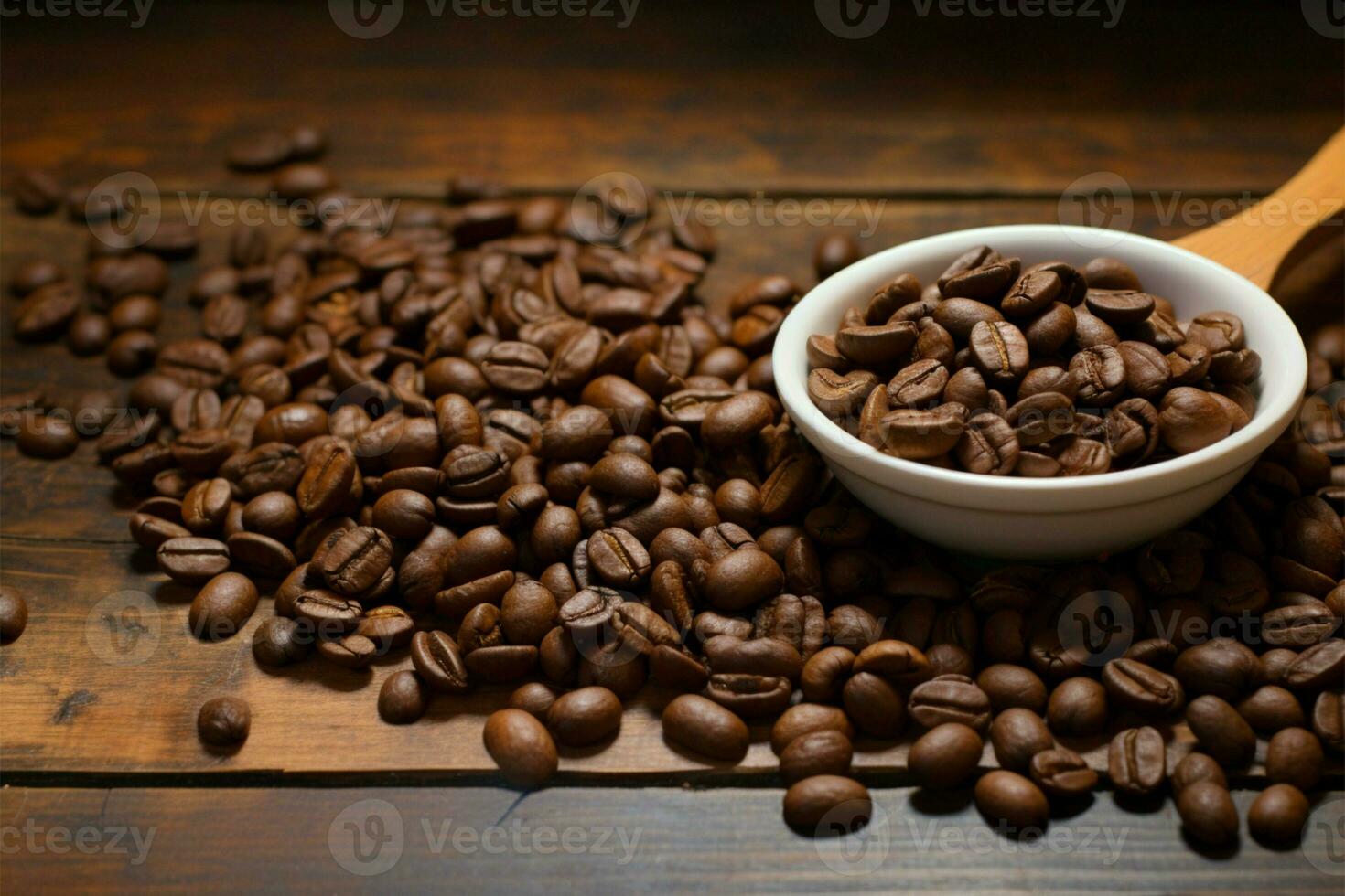 Balanced medium roast beans, the perfect base for hot or cold coffee AI Generated photo