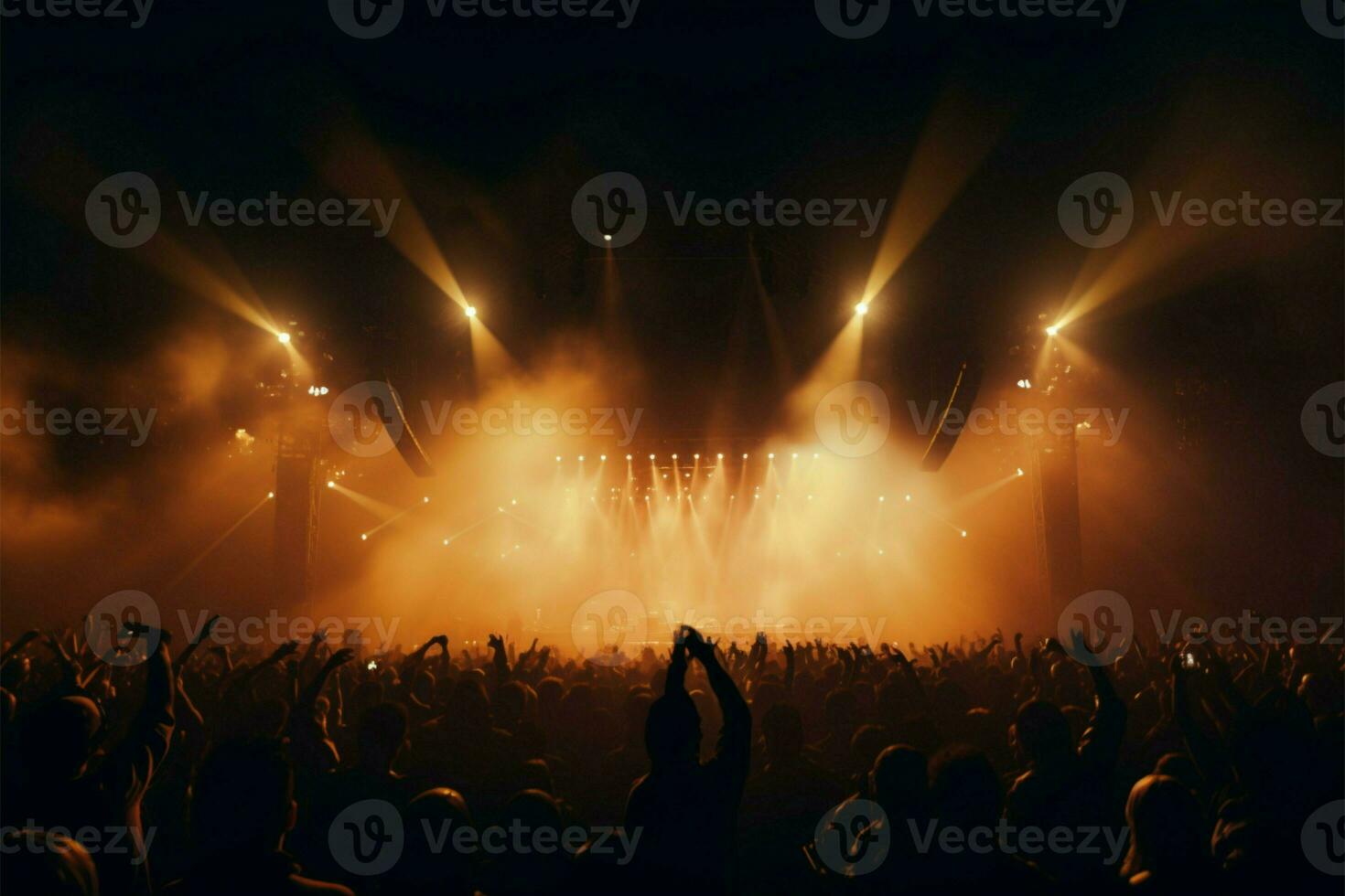 Concert stage illuminated in stunning silhouette, alive with music AI Generated photo