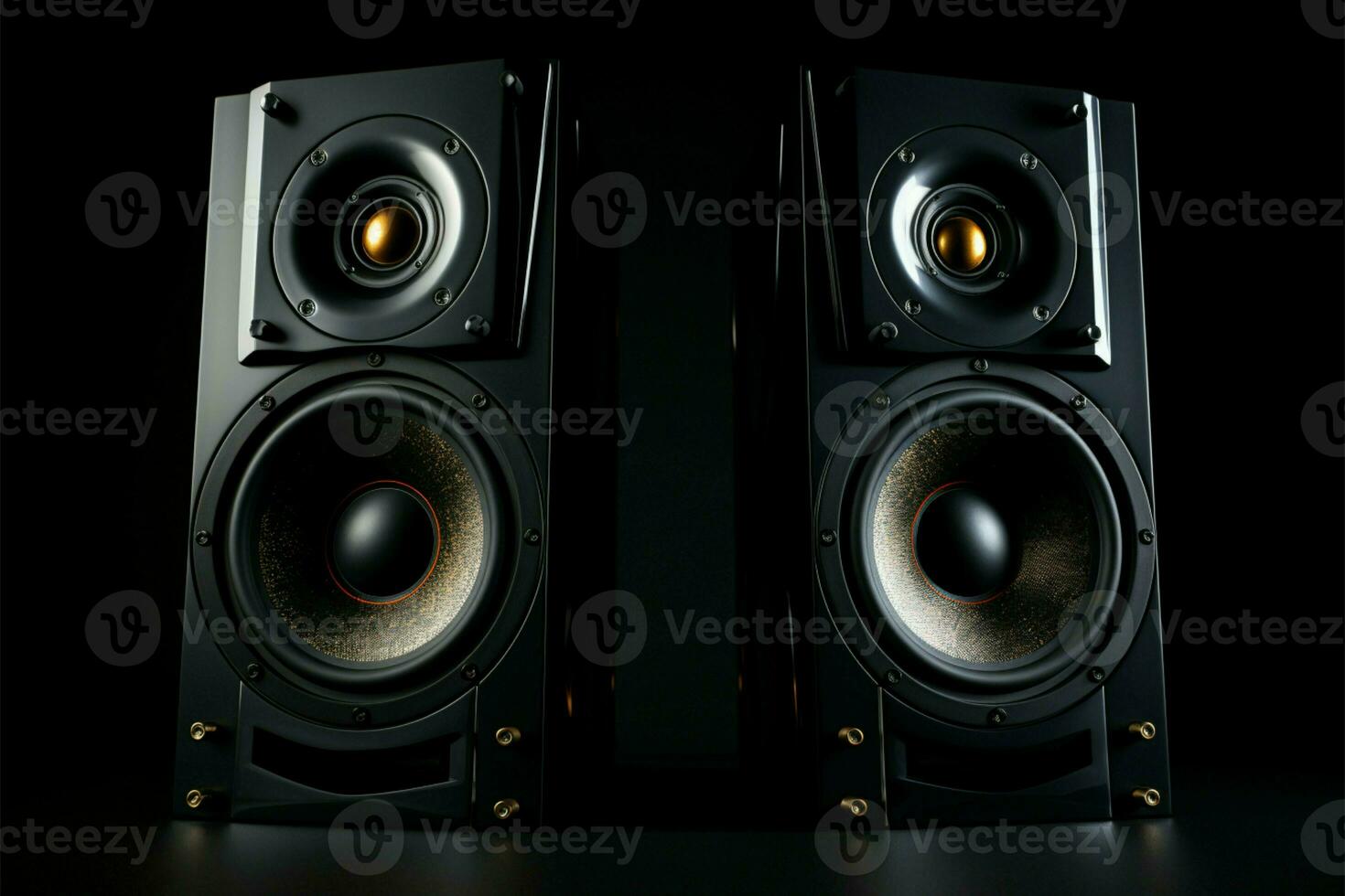 A stereos elegance Two speakers separated against black background AI Generated photo