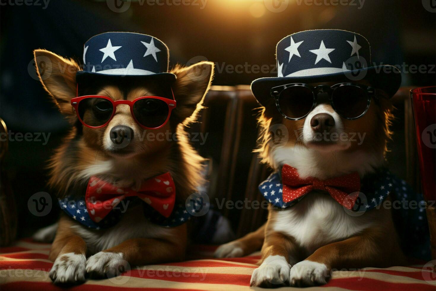Dogs in a festive 4th of July illustration, honoring USAs independence AI Generated photo
