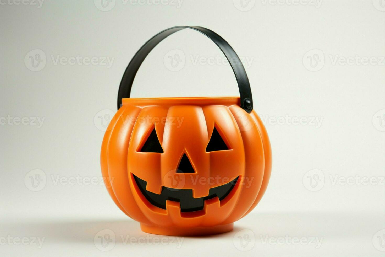 Isolated Halloween pumpkin bucket on white, perfect for holiday fun AI Generated photo