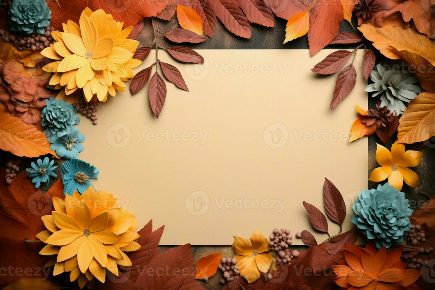 Octobers vibrant foliage with a paper sheet for custom messages AI Generated photo