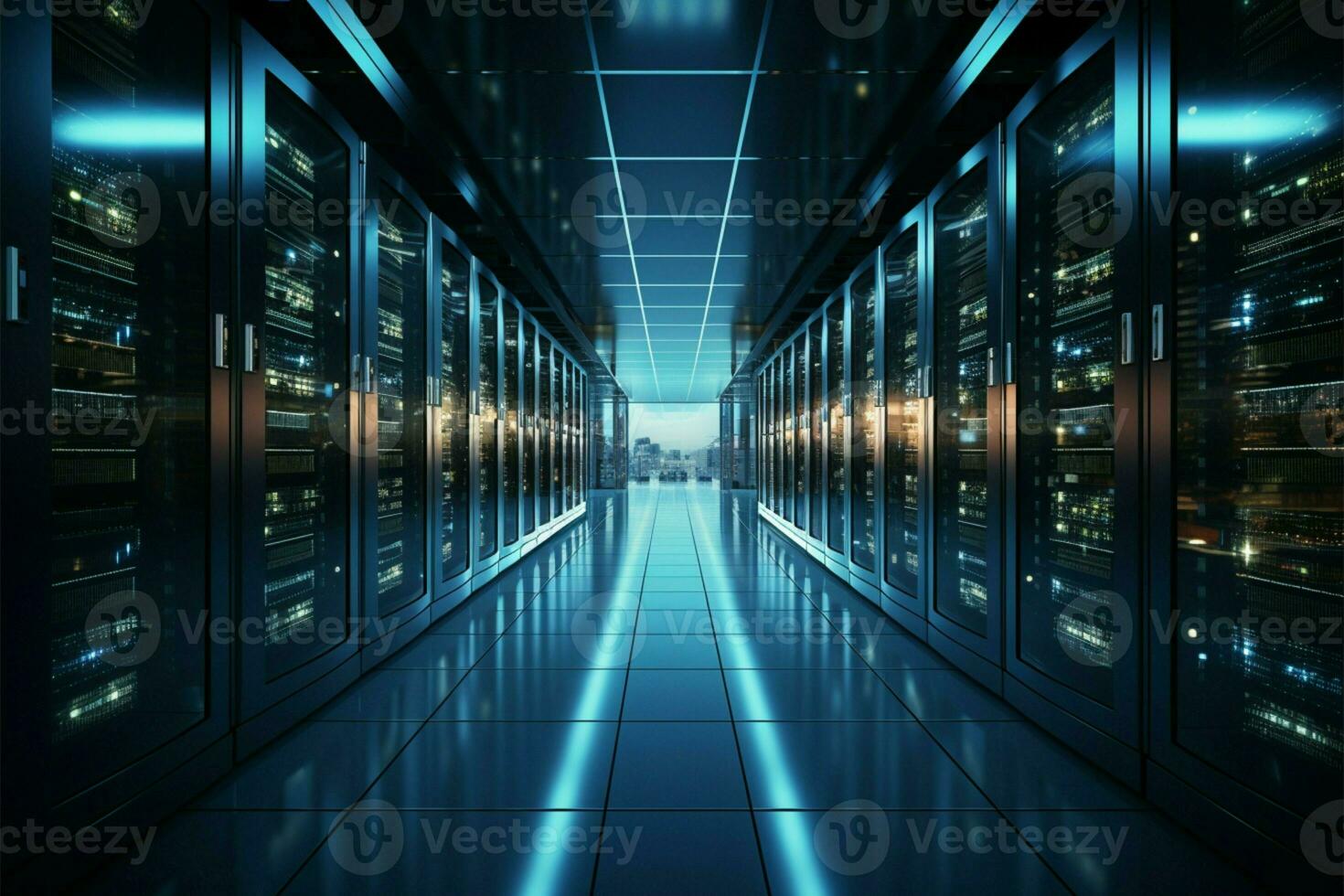 Server room The core of a high tech data center infrastructure AI Generated photo