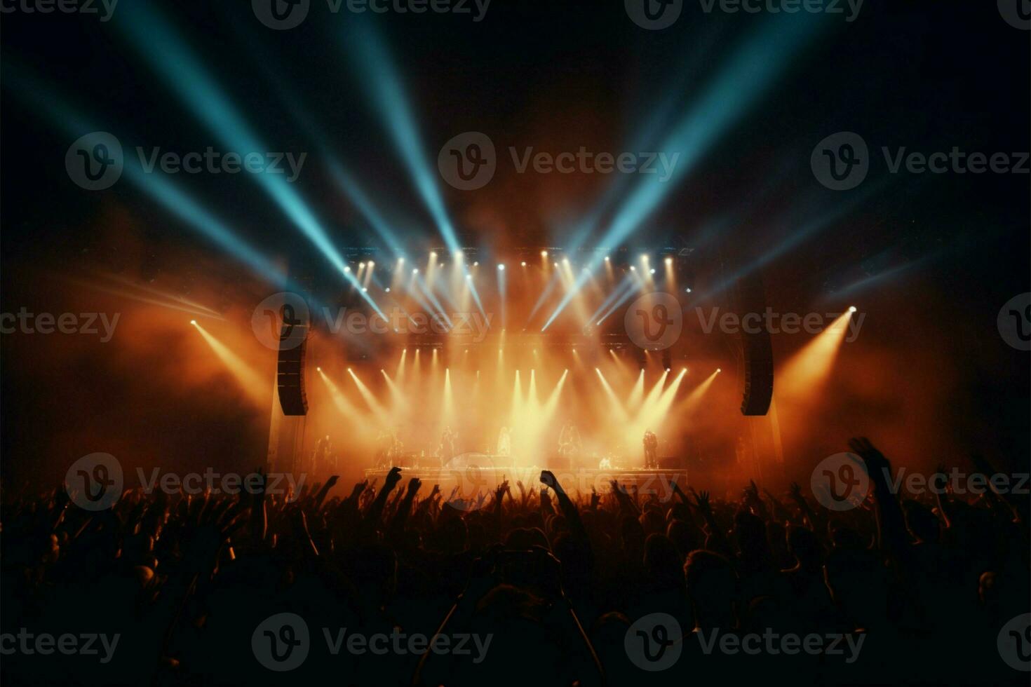 Silhouetted stage at a dynamic and vibrant concert event AI Generated photo