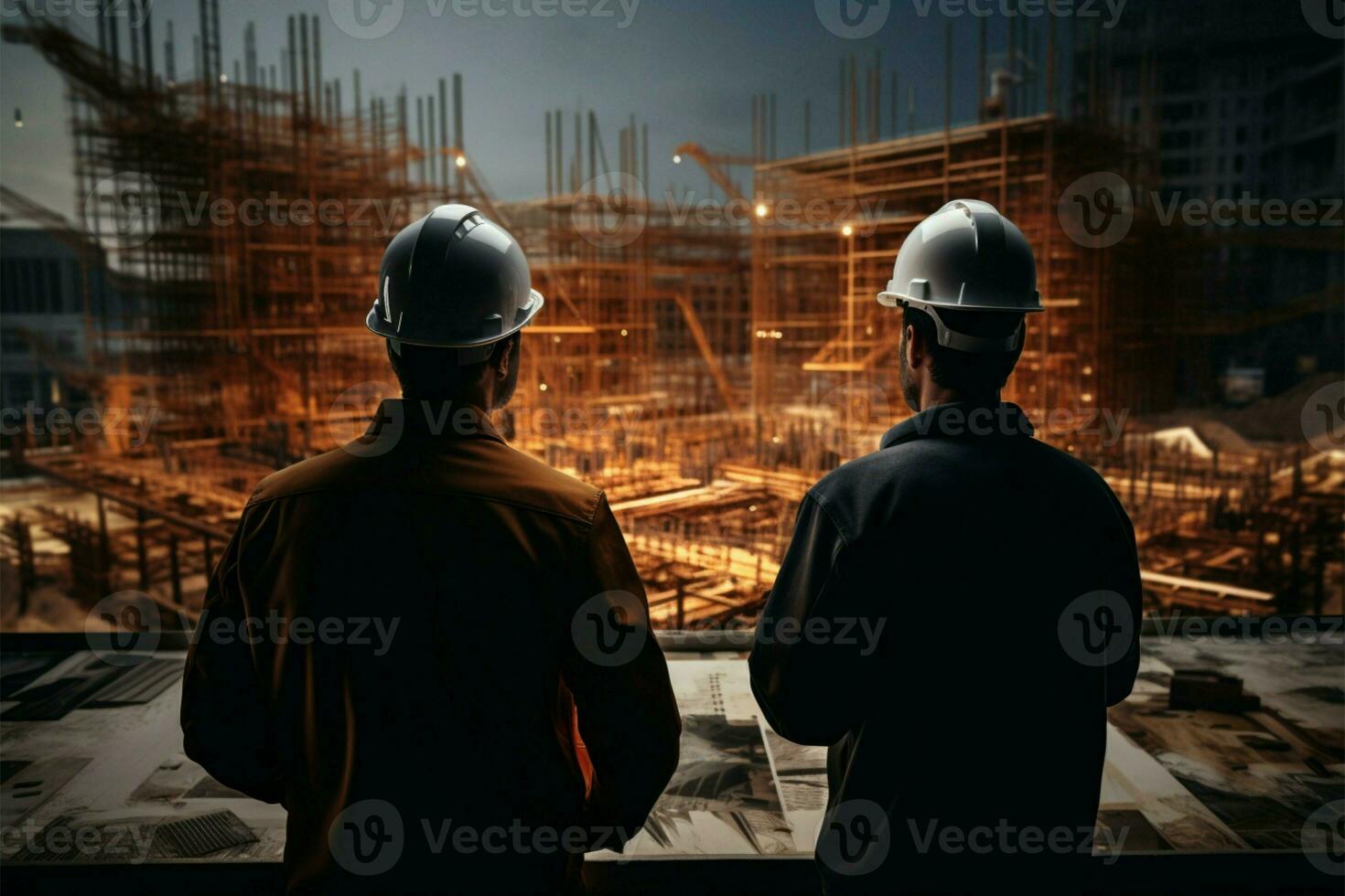Architect and engineer on site, embodying the essence of construction synergy AI Generated photo
