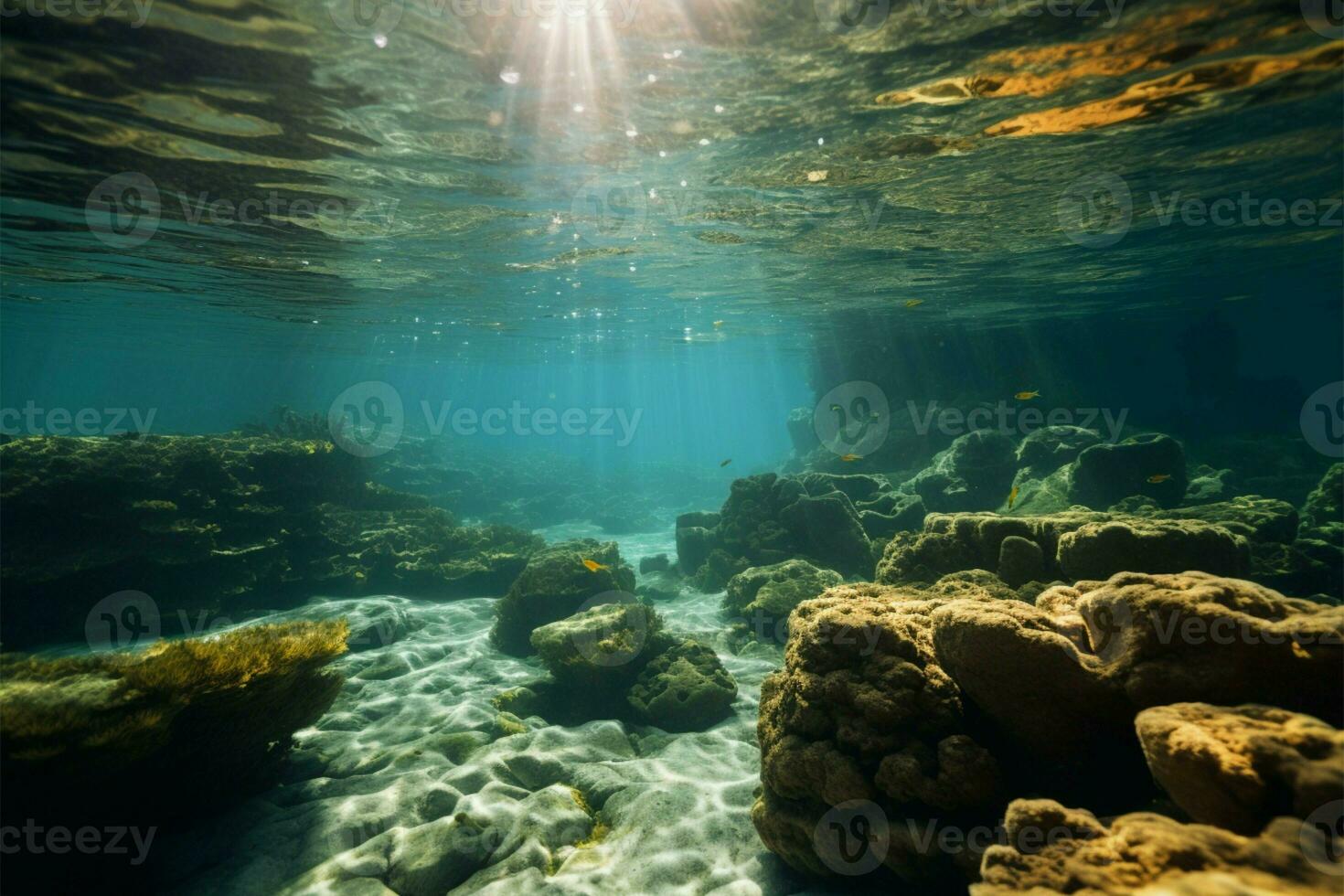 Underwater exploration at islands beach, unveiling hidden aquatic treasures AI Generated photo
