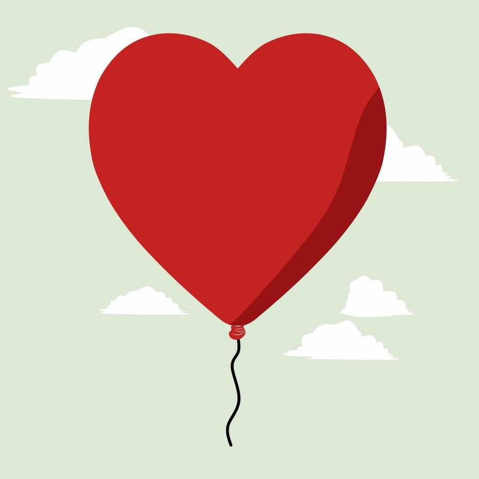 flying heart-shaped balloon illustration design vector