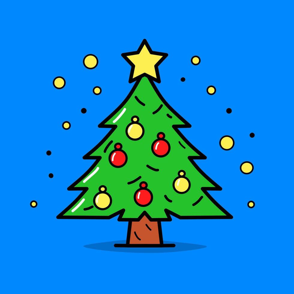 Christmas tree clipart illustration design on a blue background vector