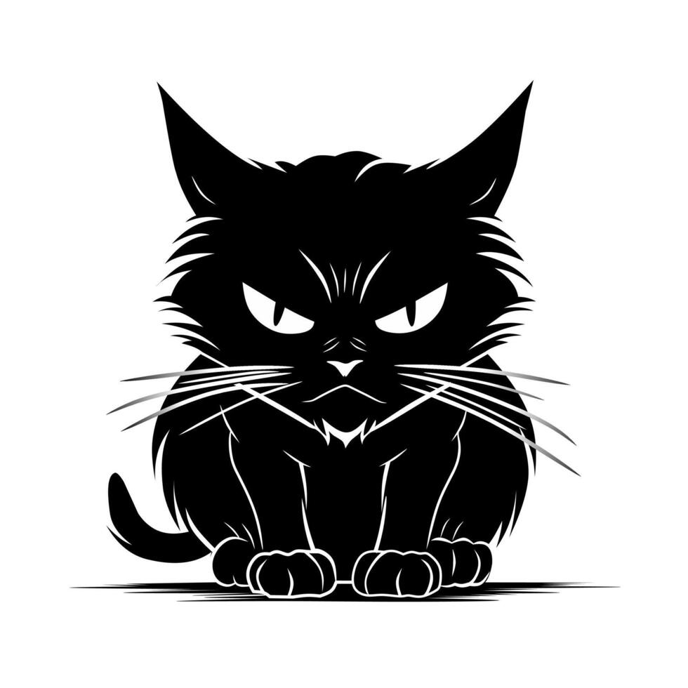 cara de enojo negro gato clipart ilustración diseño en un blanco pantalla vector