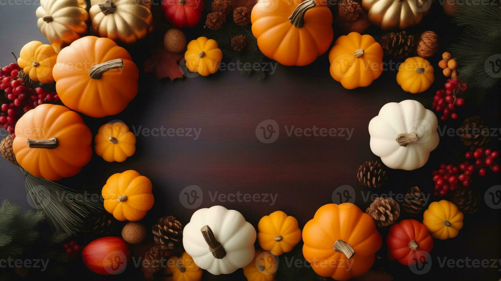Thanksgiving day on wooden background, AI Generated photo