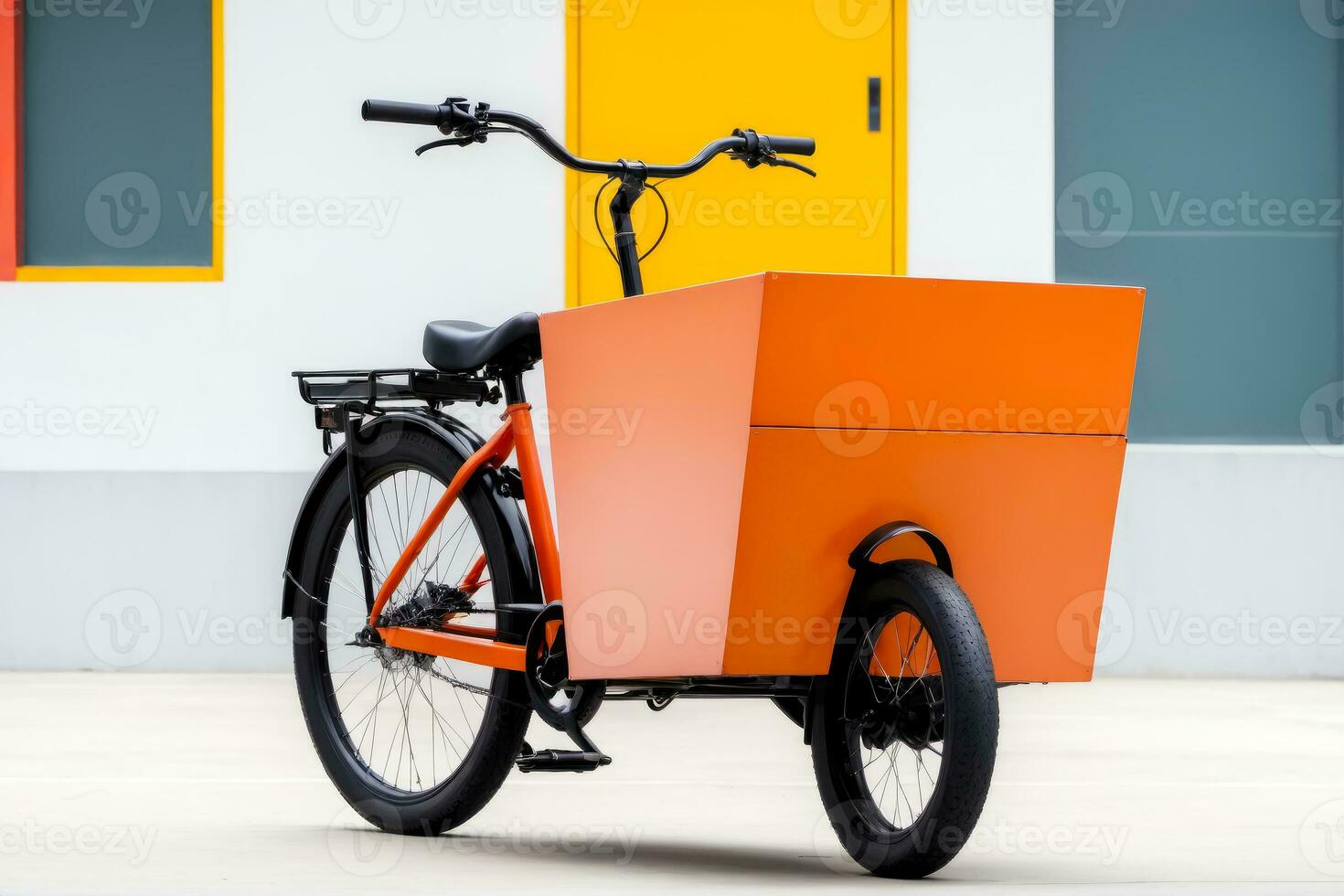 Contrast Enhanced Cargo Bicycle, Minimalist Style, AI Generated photo