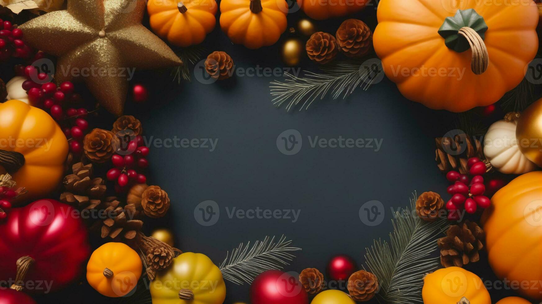 Thanksgiving day on wooden background, AI Generated photo