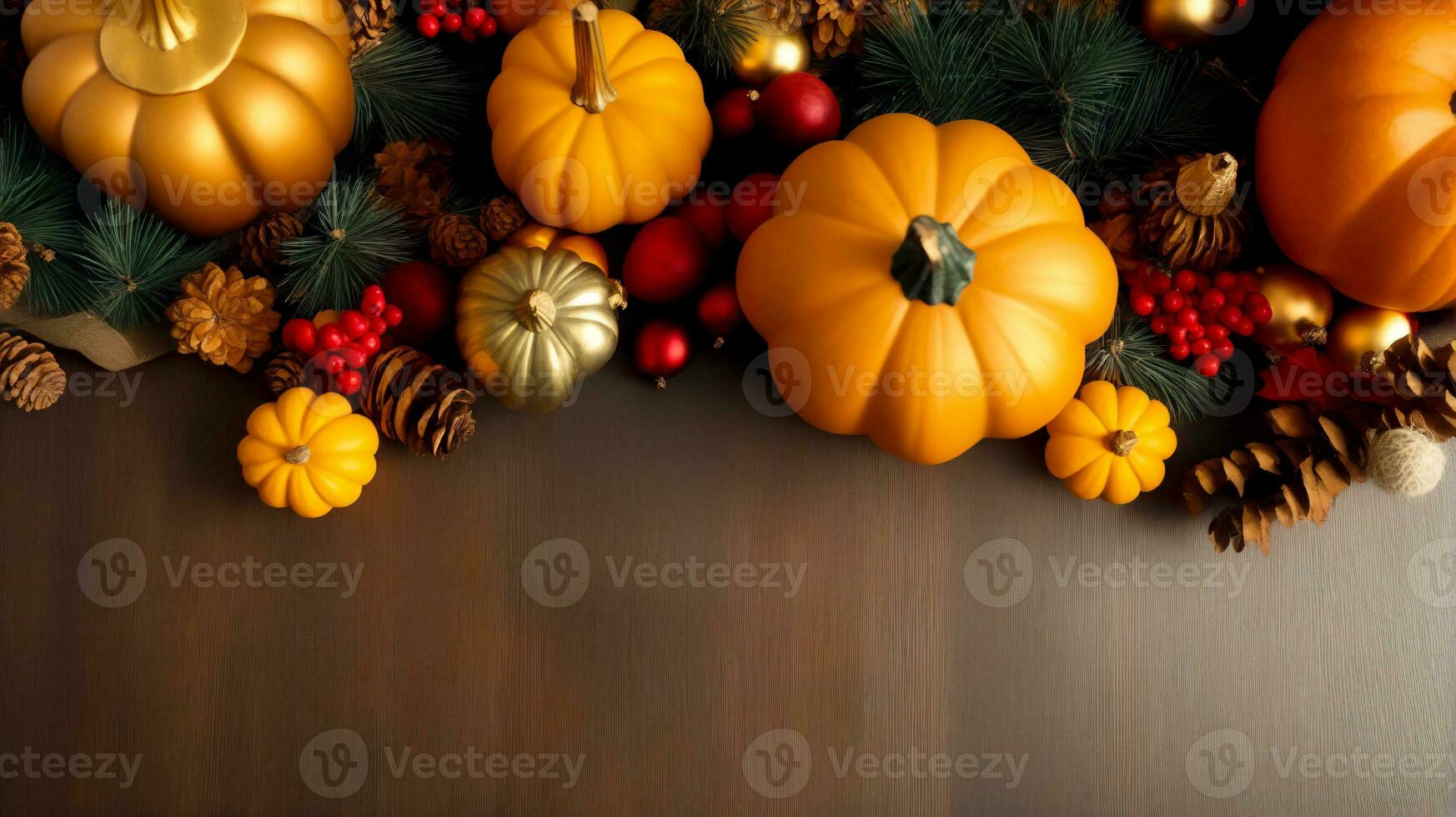 Thanksgiving day on wooden background, AI Generated photo