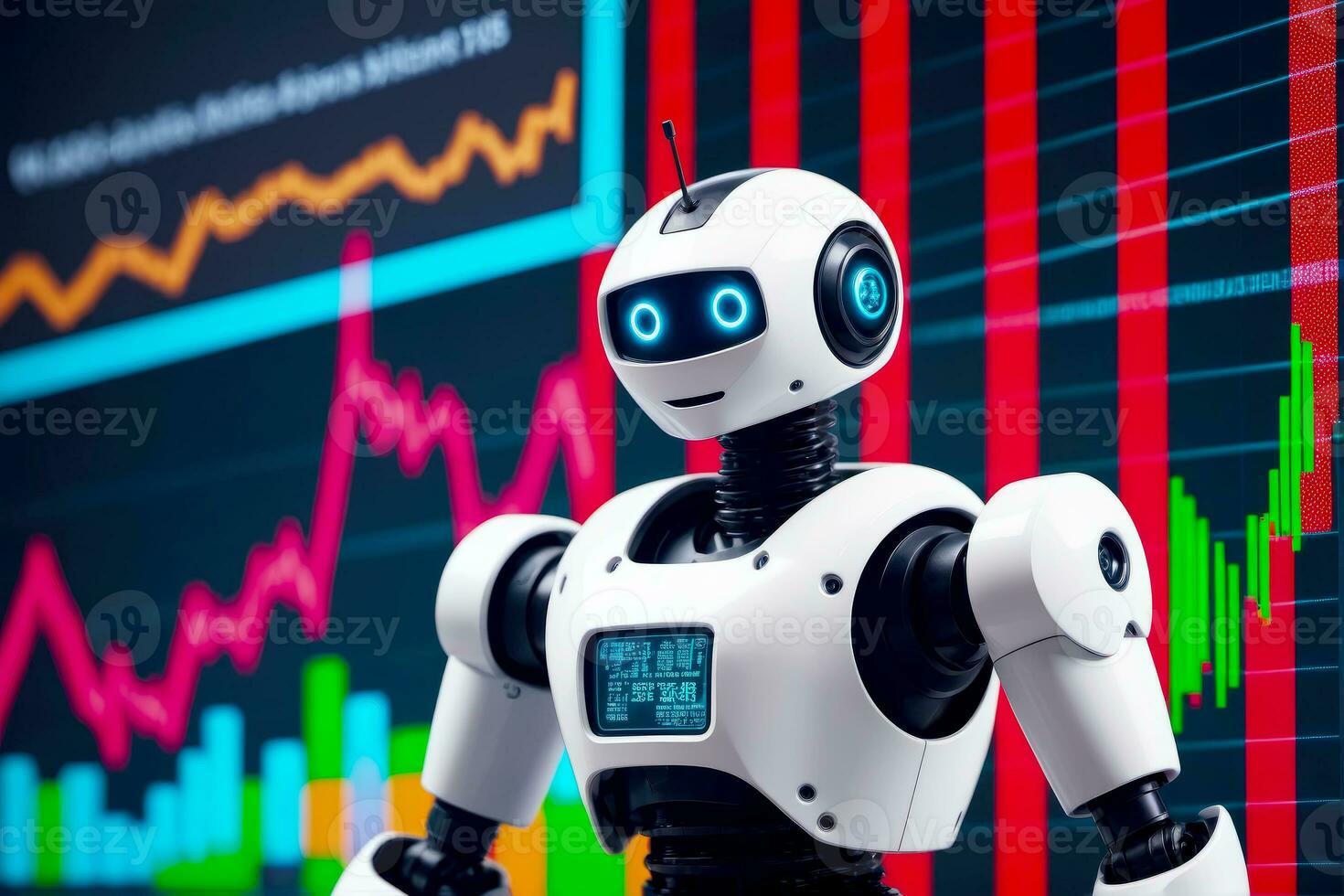 Financial Investing with Robot Generated Trading Charts, AI Generated photo